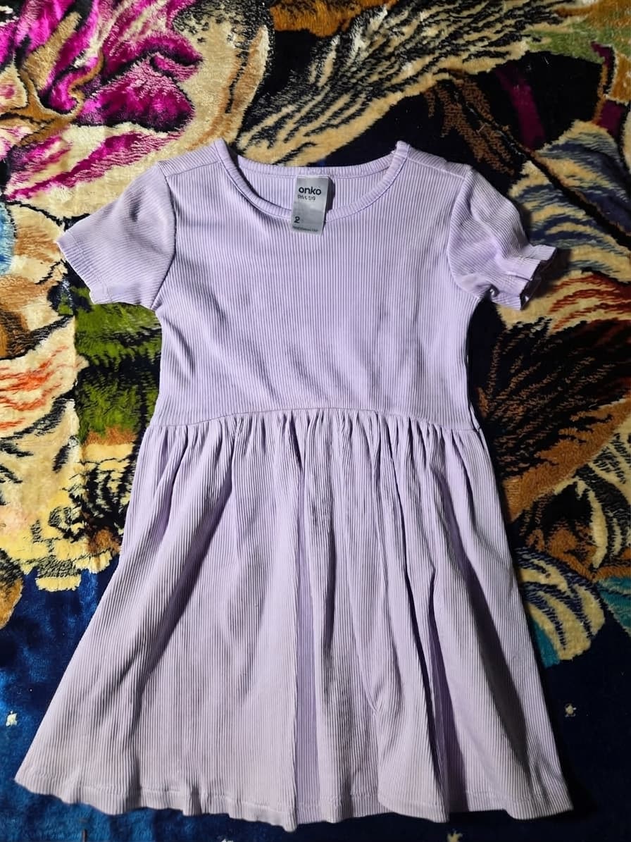 Anko Girls Ribbed Short Sleeve Dress - Light Purple Size 2 — photo 1 of 2