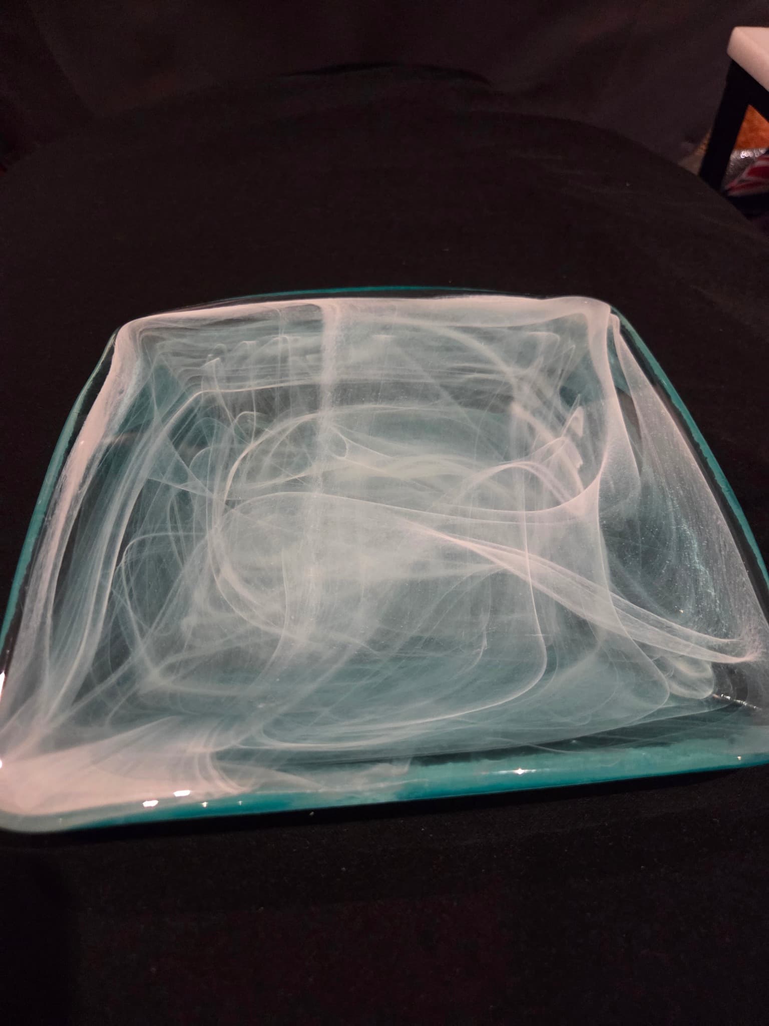 Art Glass Swirl Square Plate - Blue and White Decorative Platter — photo 2 of 2
