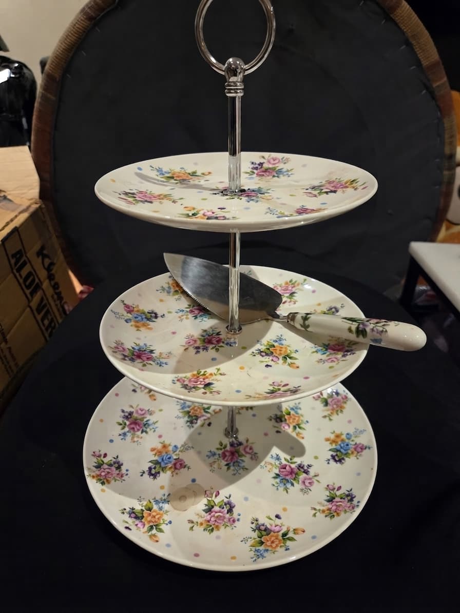 Ashdene 3-Tier Floral Fine Bone China Cake Stand with Server — photo 1 of 2