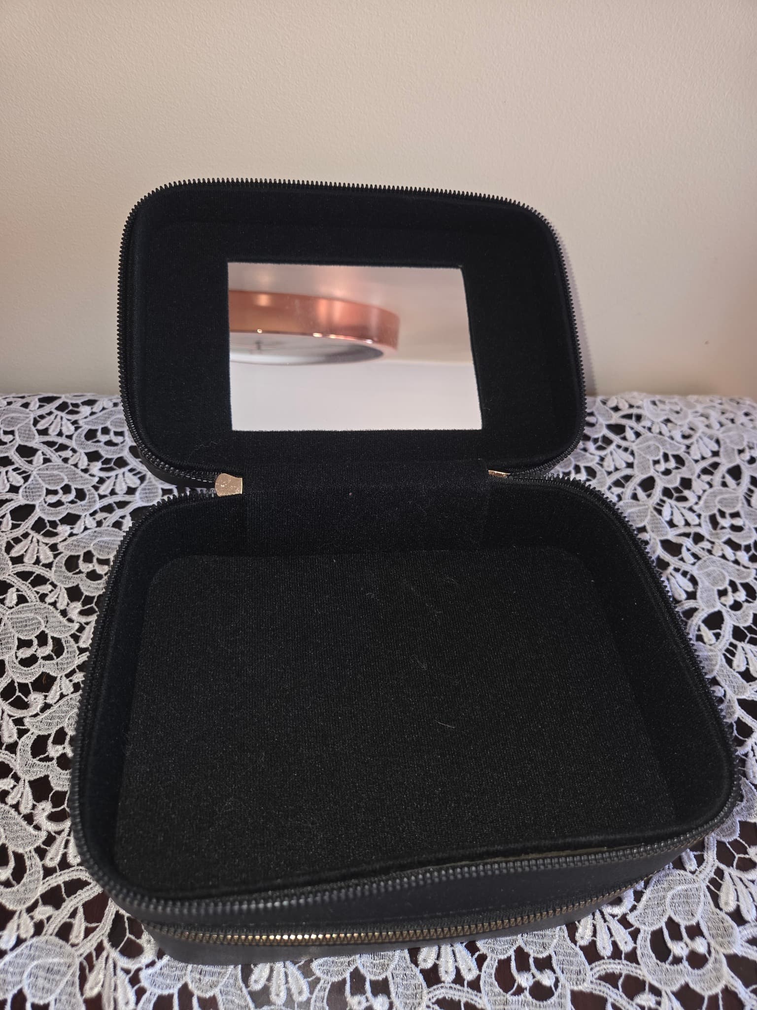 Black Faux Leather Double-Tier Cosmetic Train Case — photo 2 of 3