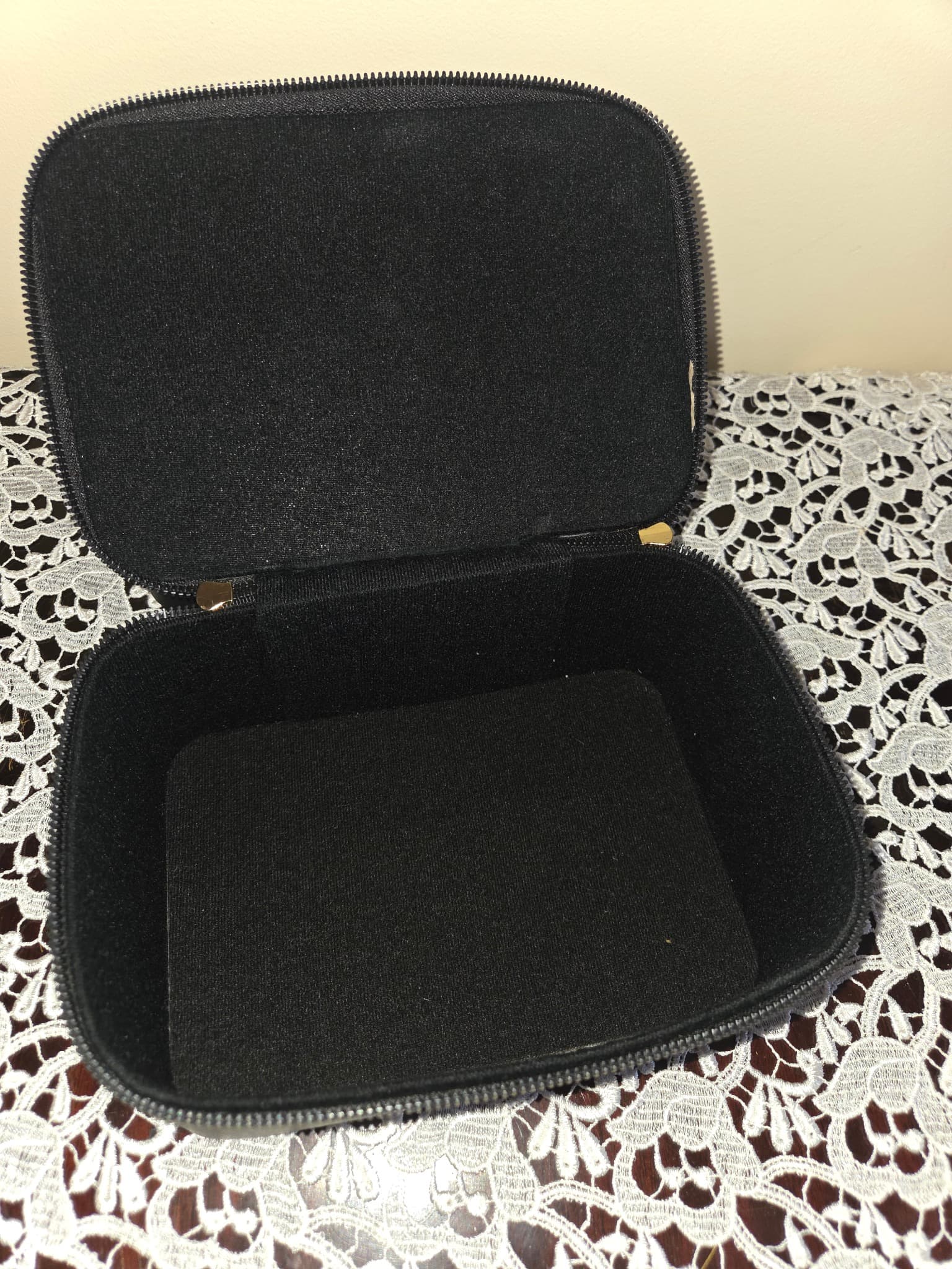 Black Faux Leather Double-Tier Cosmetic Train Case — photo 3 of 3