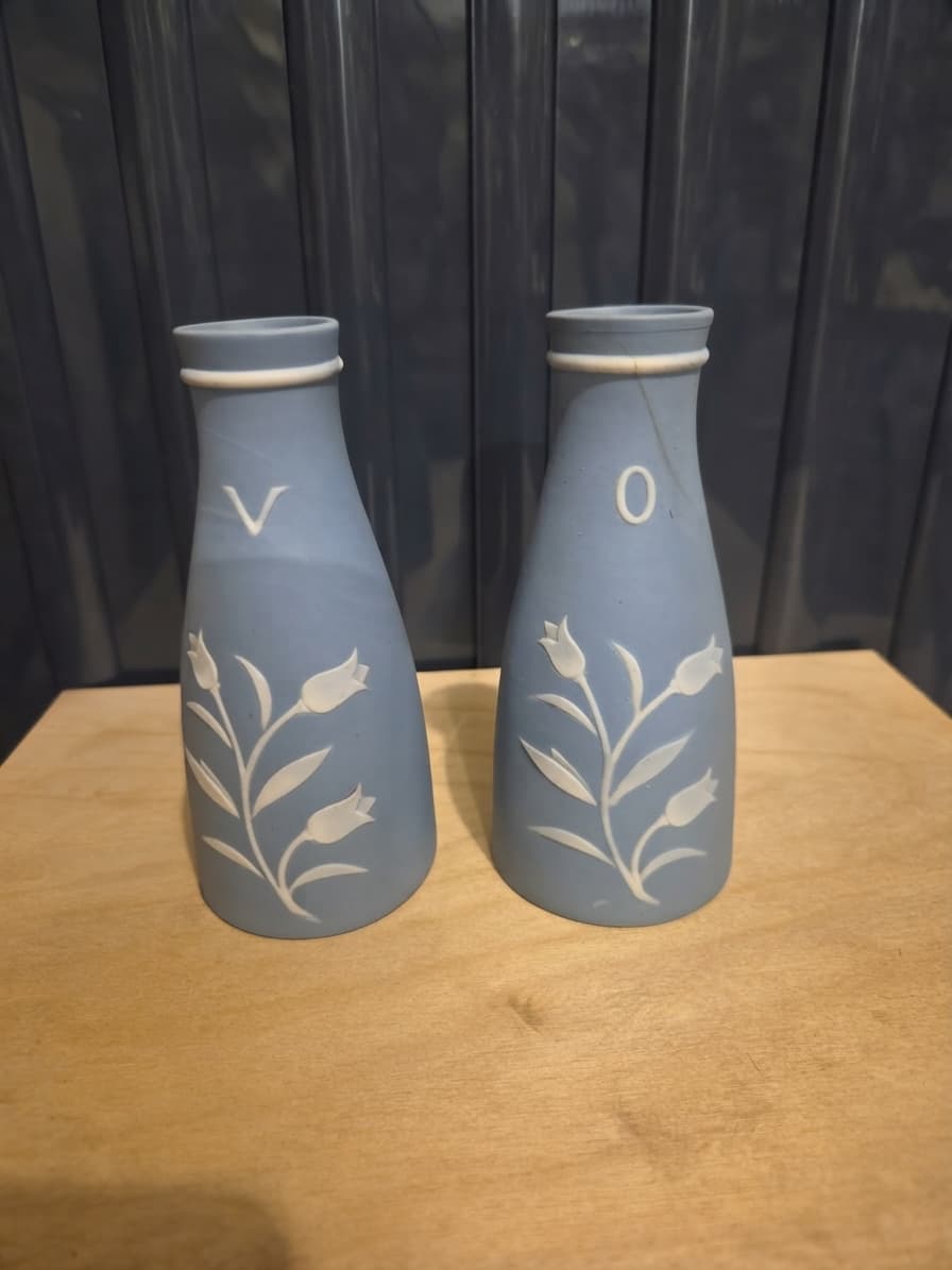 Blue Jasperware Salt and Pepper Shakers — photo 1 of 4