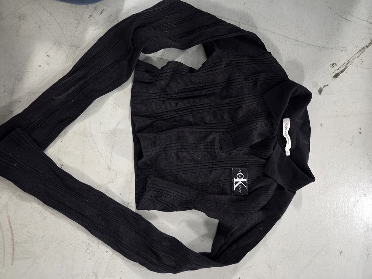 Calvin Klein Jeans Jeans Jeans Ribbed Long Sleeve Polo Crop Top - Black Women's XS — photo 1 of 5