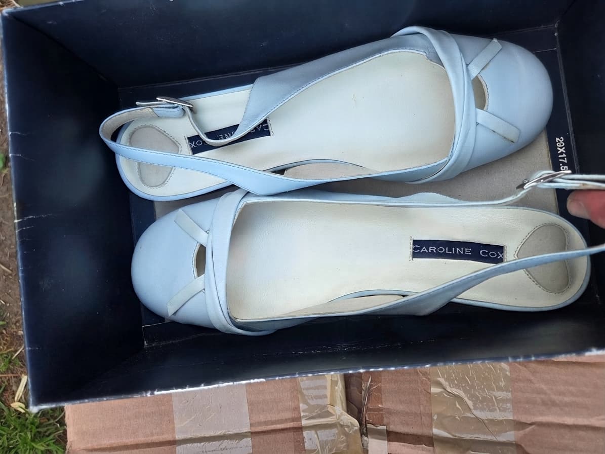 Caroline Cox Light Blue Leather Slingback Flats - Size 41 — photo 1 of 3