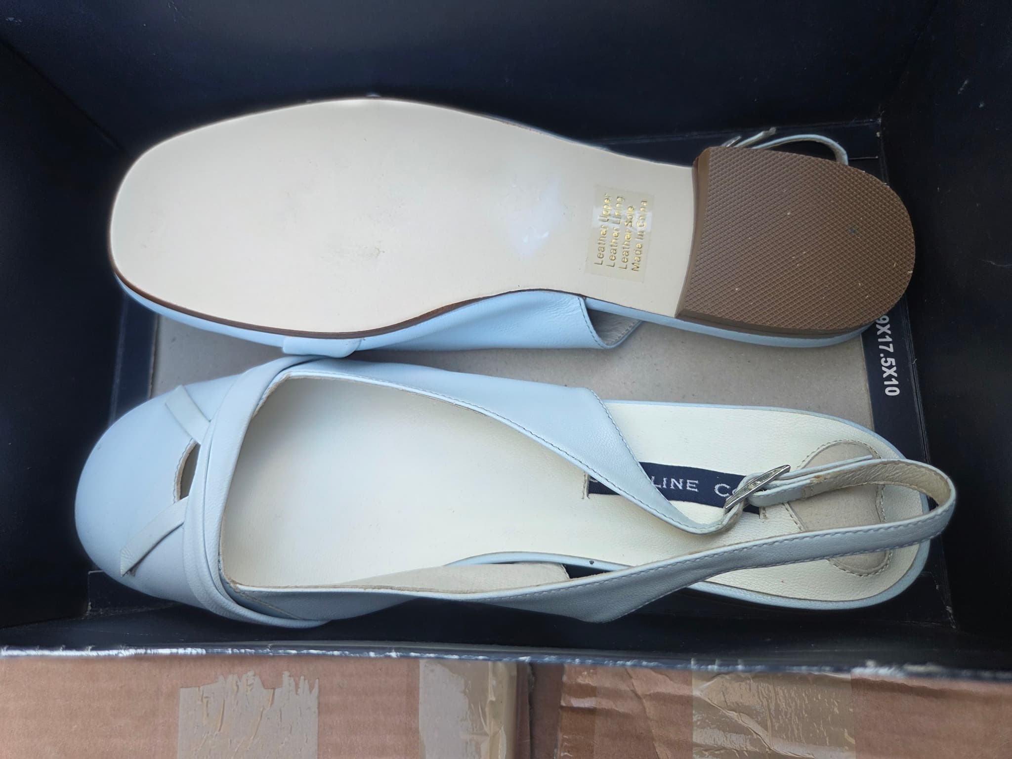 Caroline Cox Light Blue Leather Slingback Flats - Size 41 — photo 3 of 3