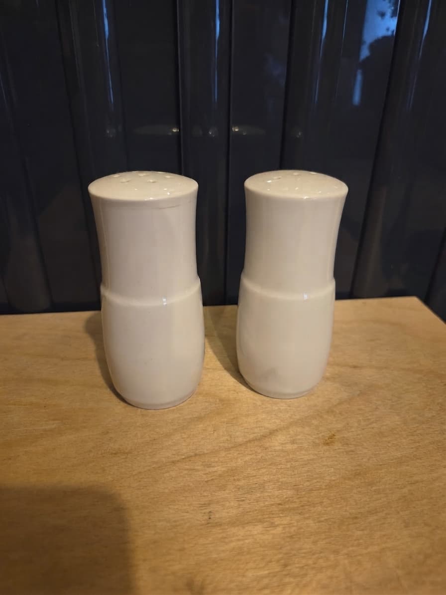 Contemporary White Ceramic Salt and Pepper Shaker Set — photo 1 of 2