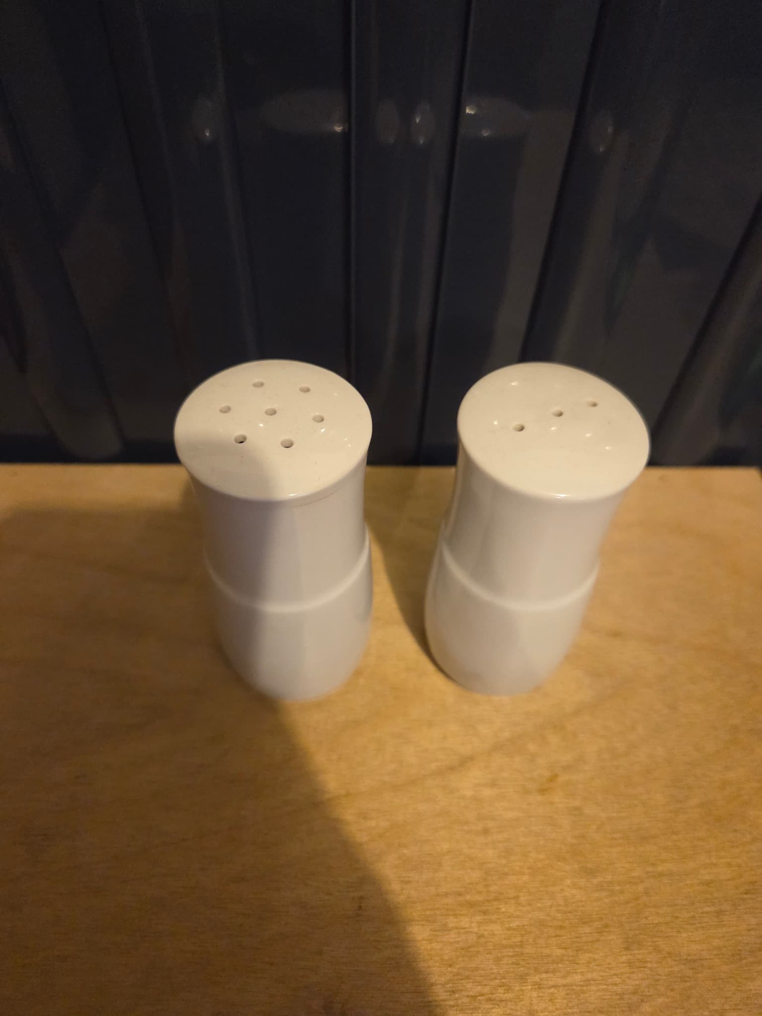Contemporary White Ceramic Salt and Pepper Shaker Set — photo 2 of 2