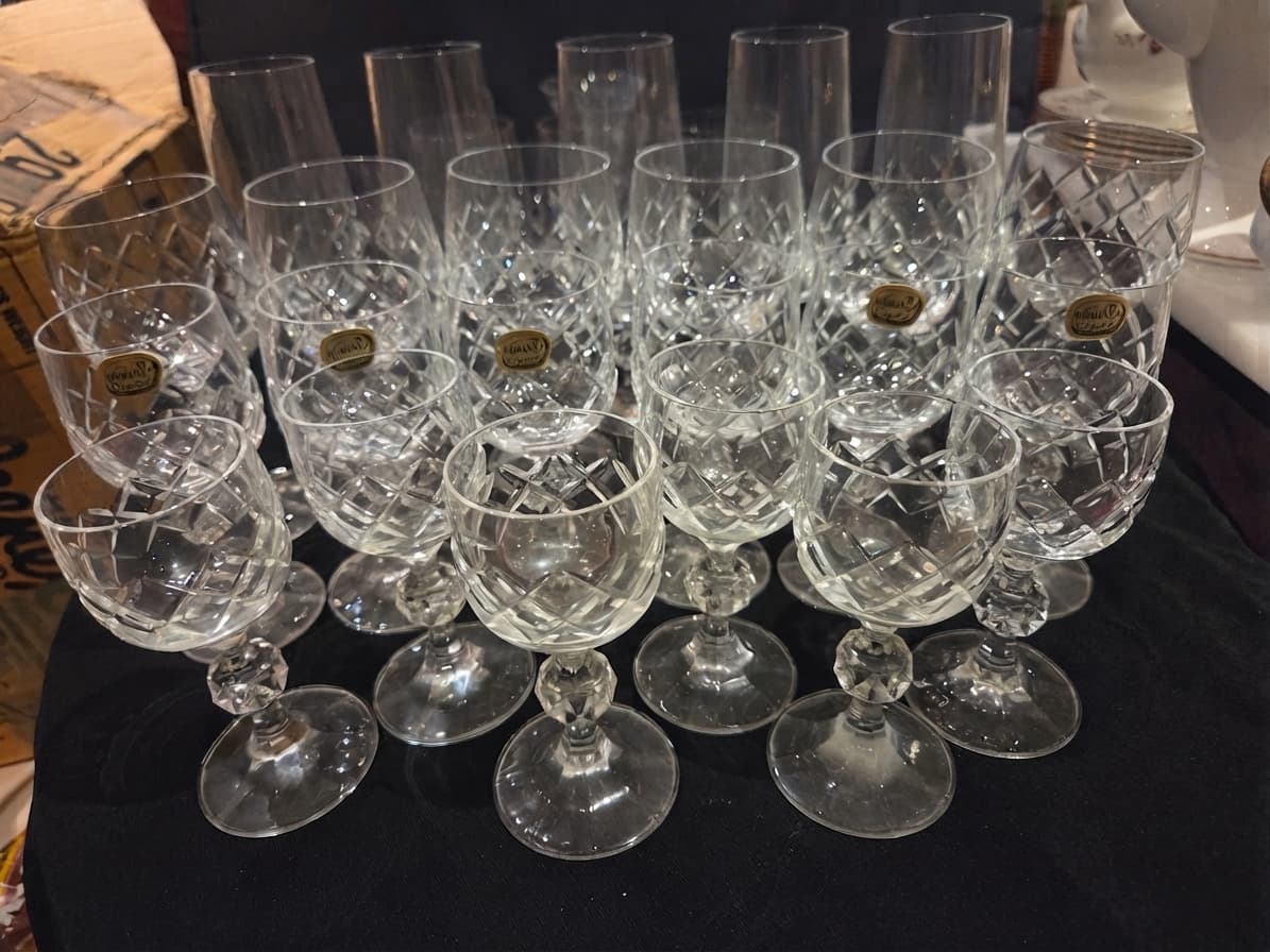 Cut Glass Stemware Set - Vintage Diamond Pattern — photo 1 of 7