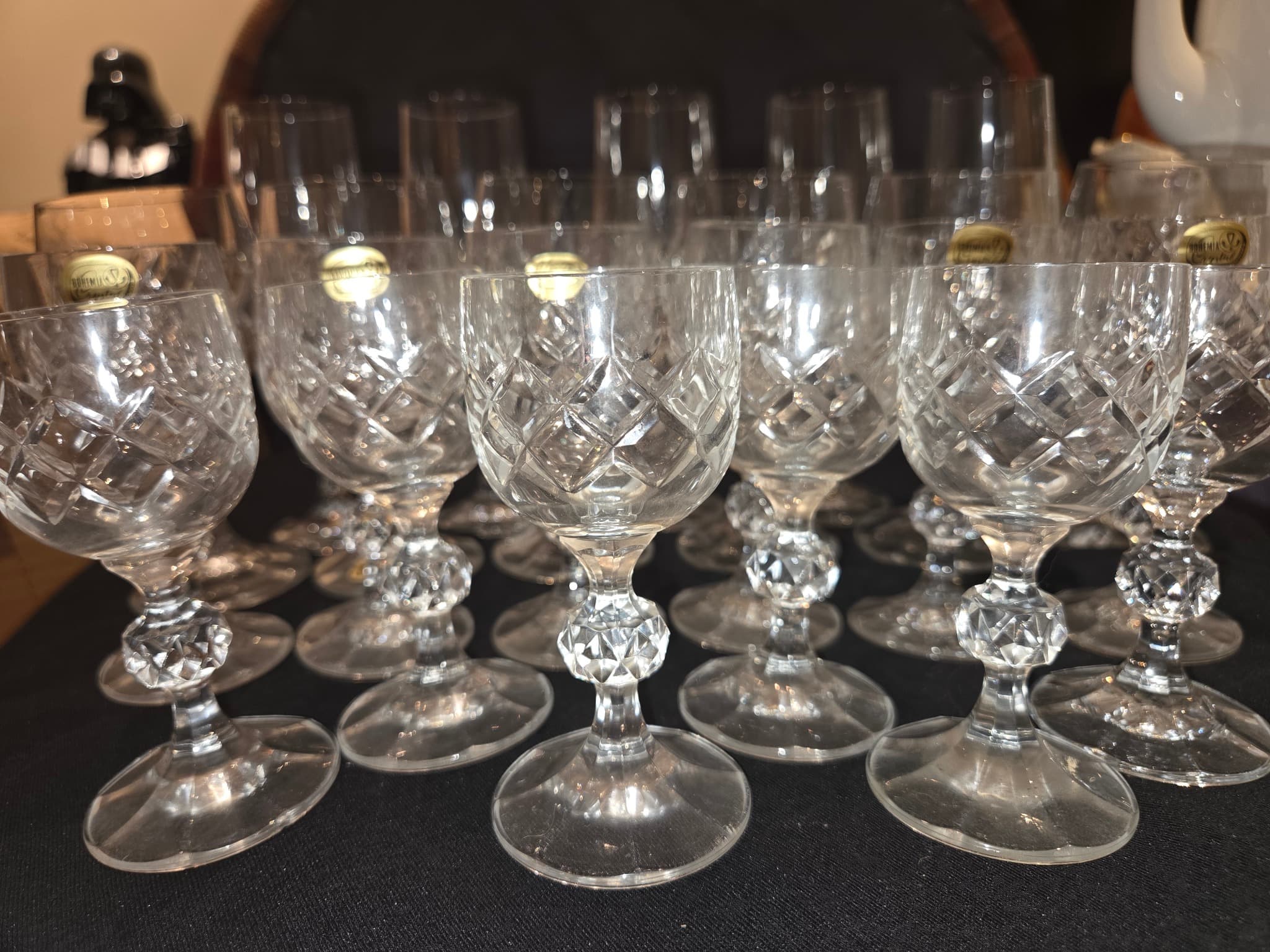 Cut Glass Stemware Set - Vintage Diamond Pattern — photo 3 of 7
