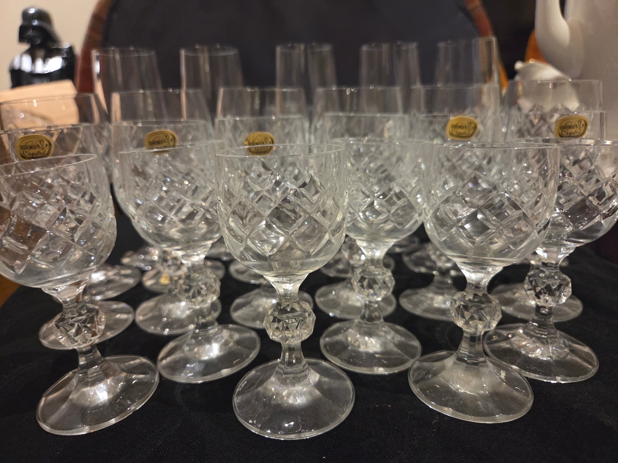 Cut Glass Stemware Set - Vintage Diamond Pattern — photo 4 of 7