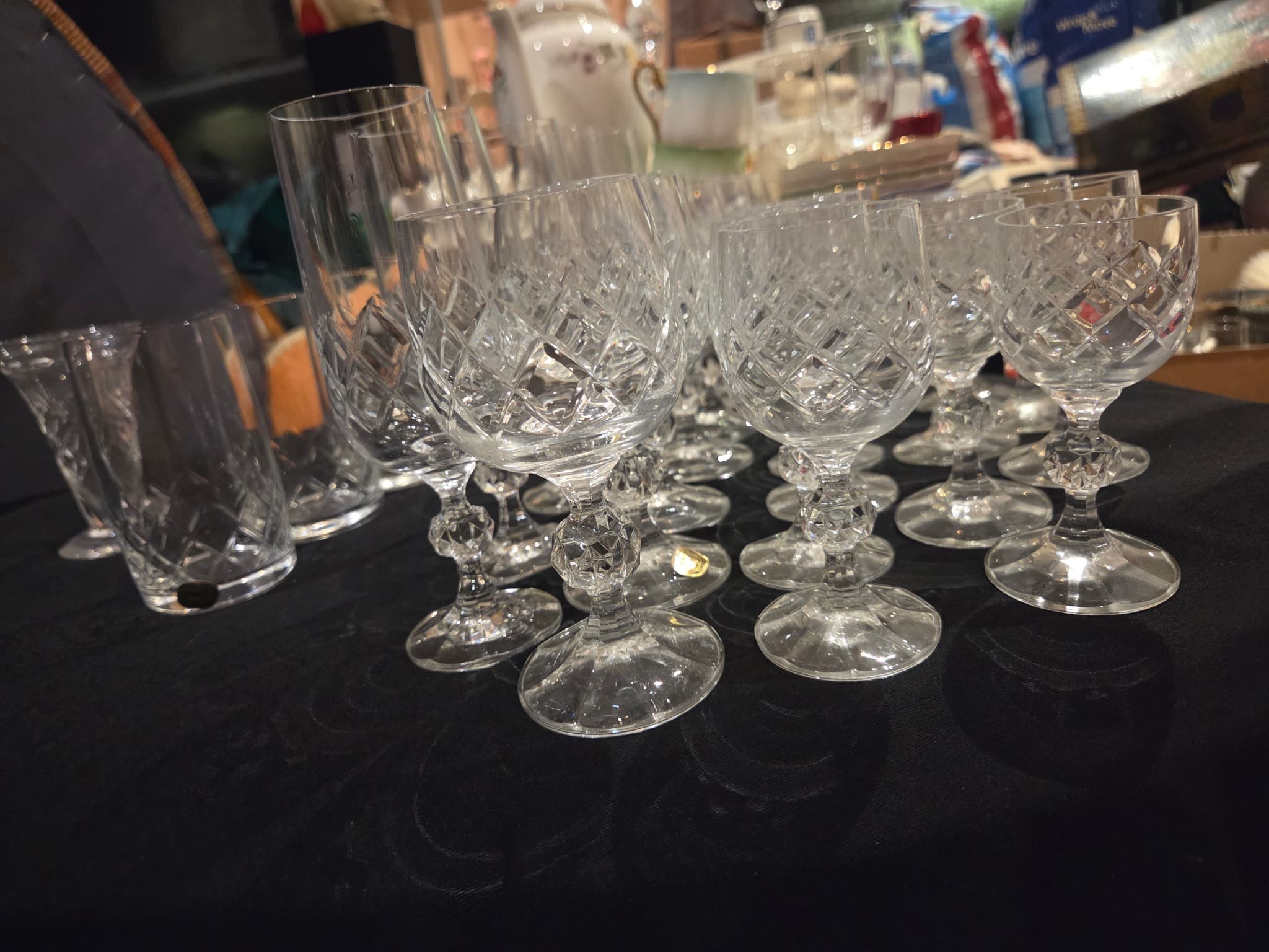 Cut Glass Stemware Set - Vintage Diamond Pattern — photo 6 of 7