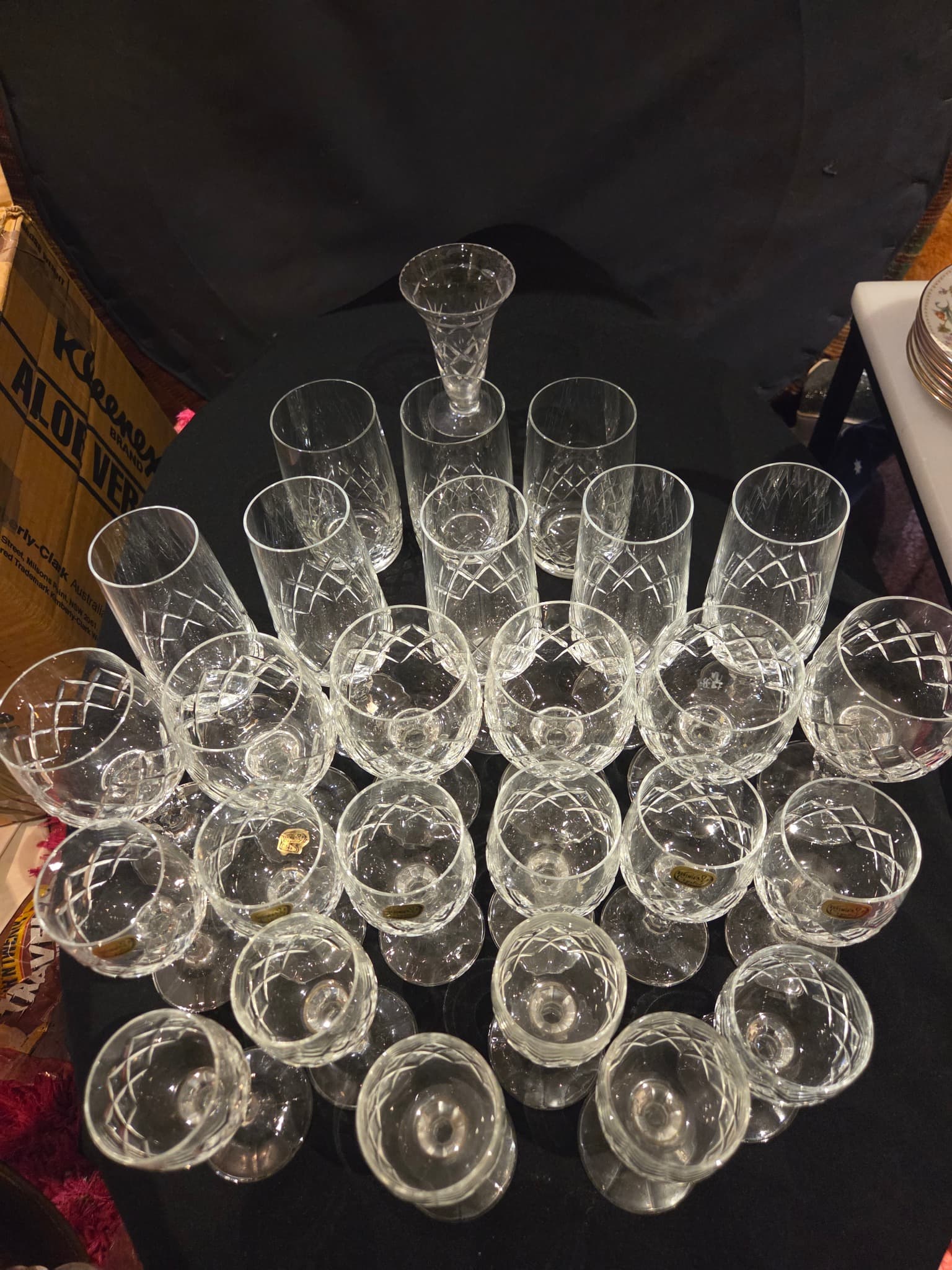 Cut Glass Stemware Set - Vintage Diamond Pattern — photo 7 of 7