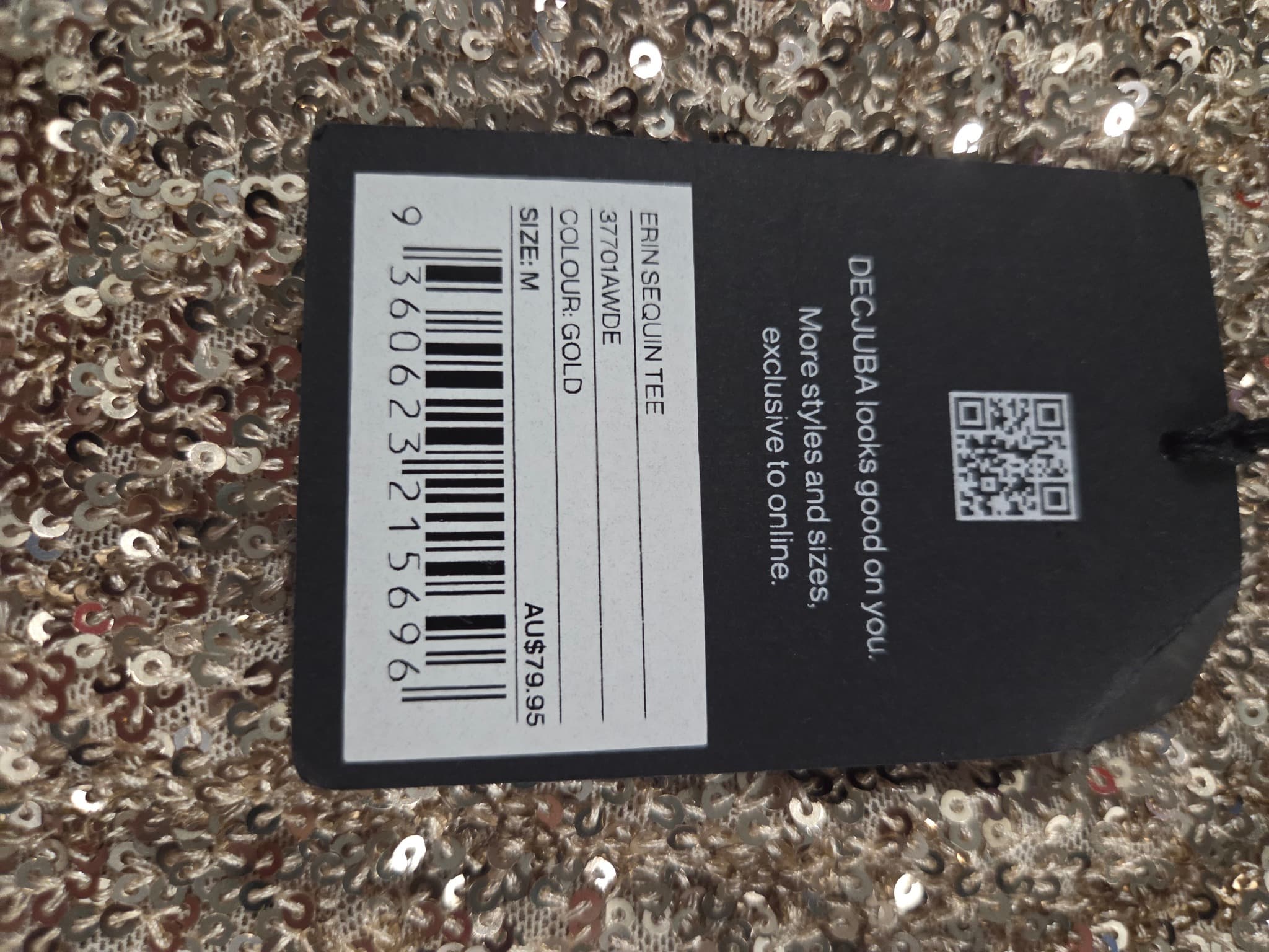 Decjuba Erin Sequin Tee - Gold Size M New With Tags — photo 3 of 3