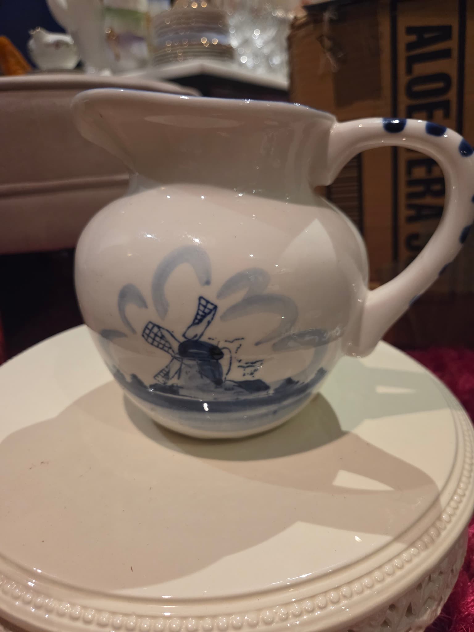Delft Blue Style Ceramic Windmill Creamer Pitcher — photo 2 of 5