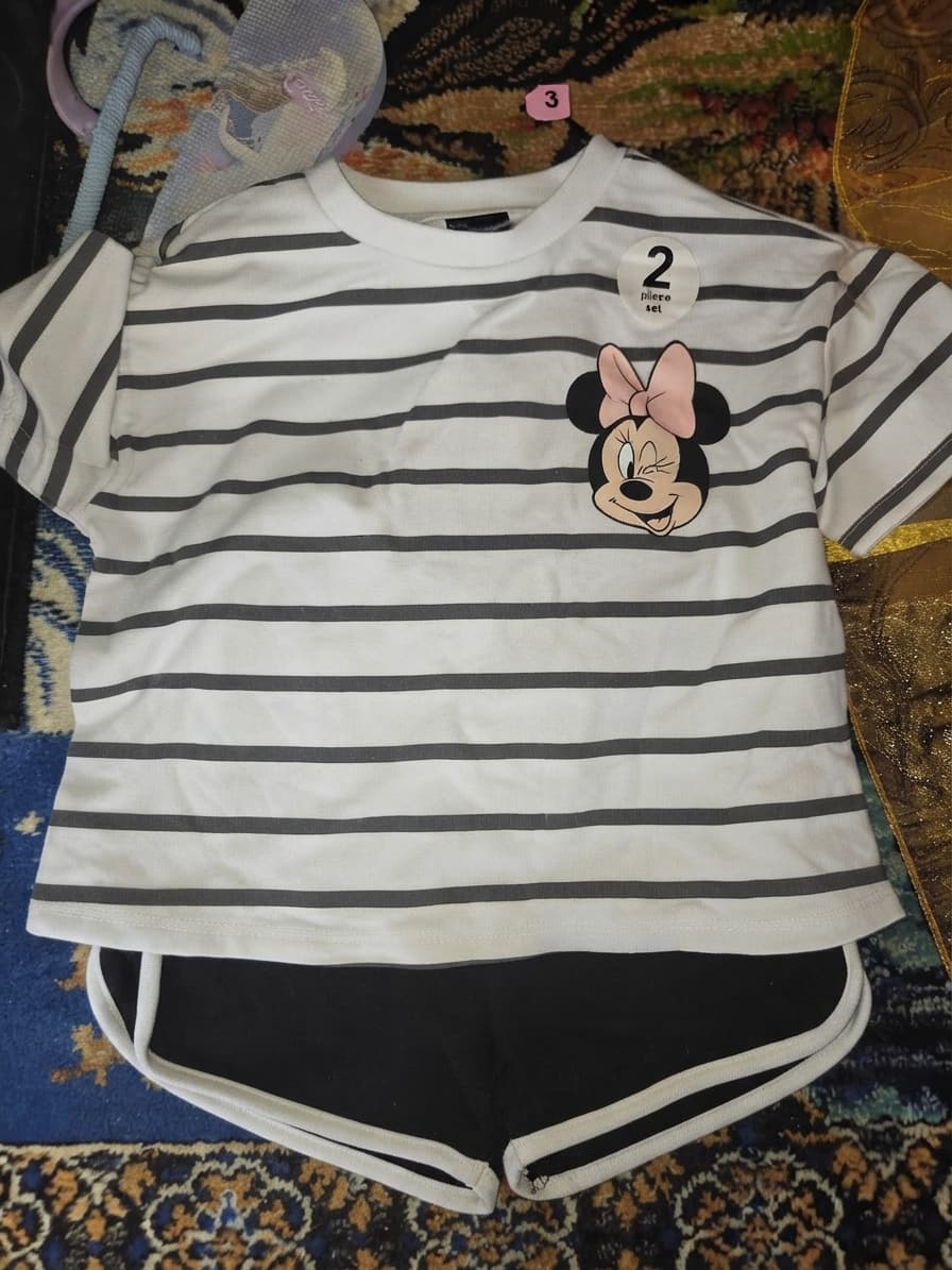 Disney Minnie Mouse Girls 2-Piece Striped T-Shirt and Shorts Set Size 3 — photo 1 of 3
