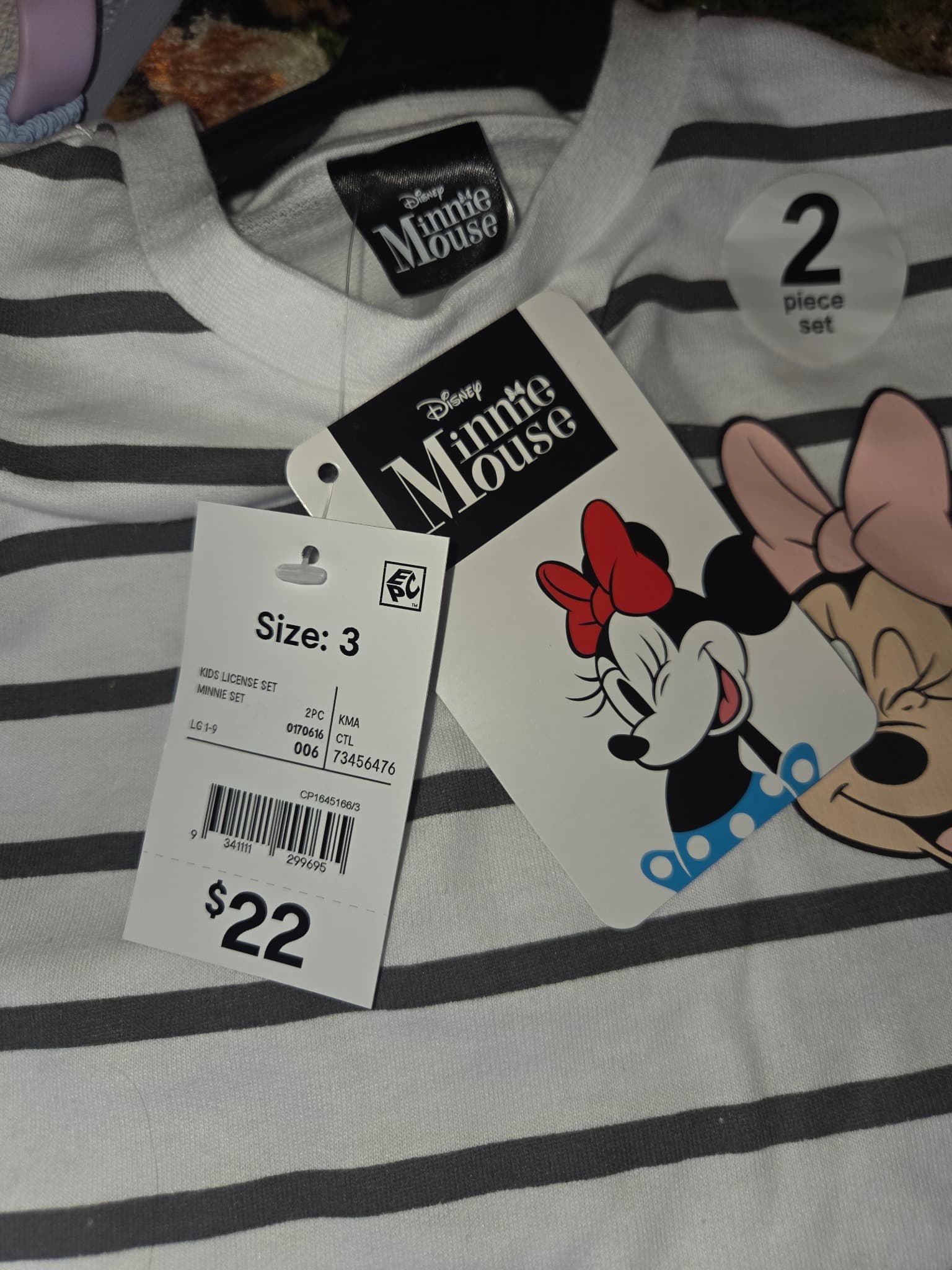 Disney Minnie Mouse Girls 2-Piece Striped T-Shirt and Shorts Set - Size 3 — photo 2 of 3