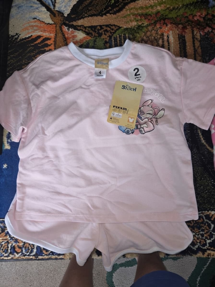 Disney Stitch & Angel 2-Piece Pajama Set - Pink Size 4 — photo 1 of 2