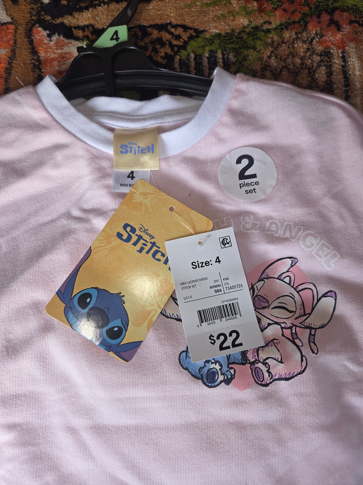 Disney Stitch & Angel 2-Piece Pajama Set - Size 4 — photo 2 of 2