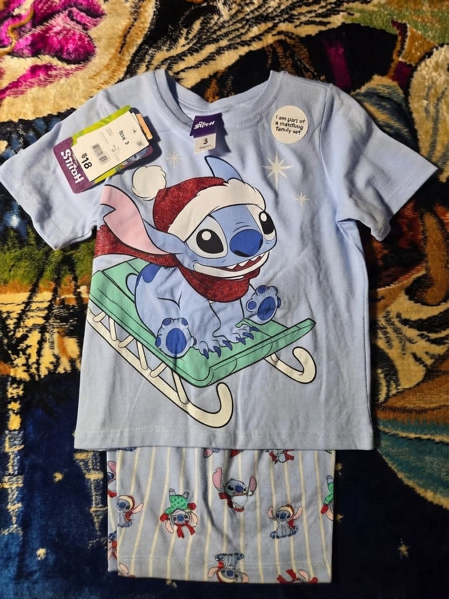 Disney Stitch Christmas Sledding Pajama Set - Size 3 — photo 1 of 2