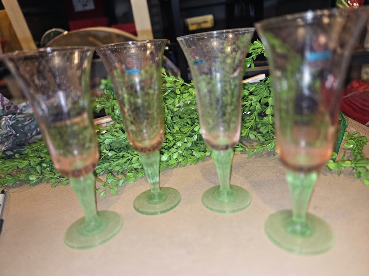 Esse Design Pink & Green Stemmed Glassware Set of 4 — photo 1 of 5