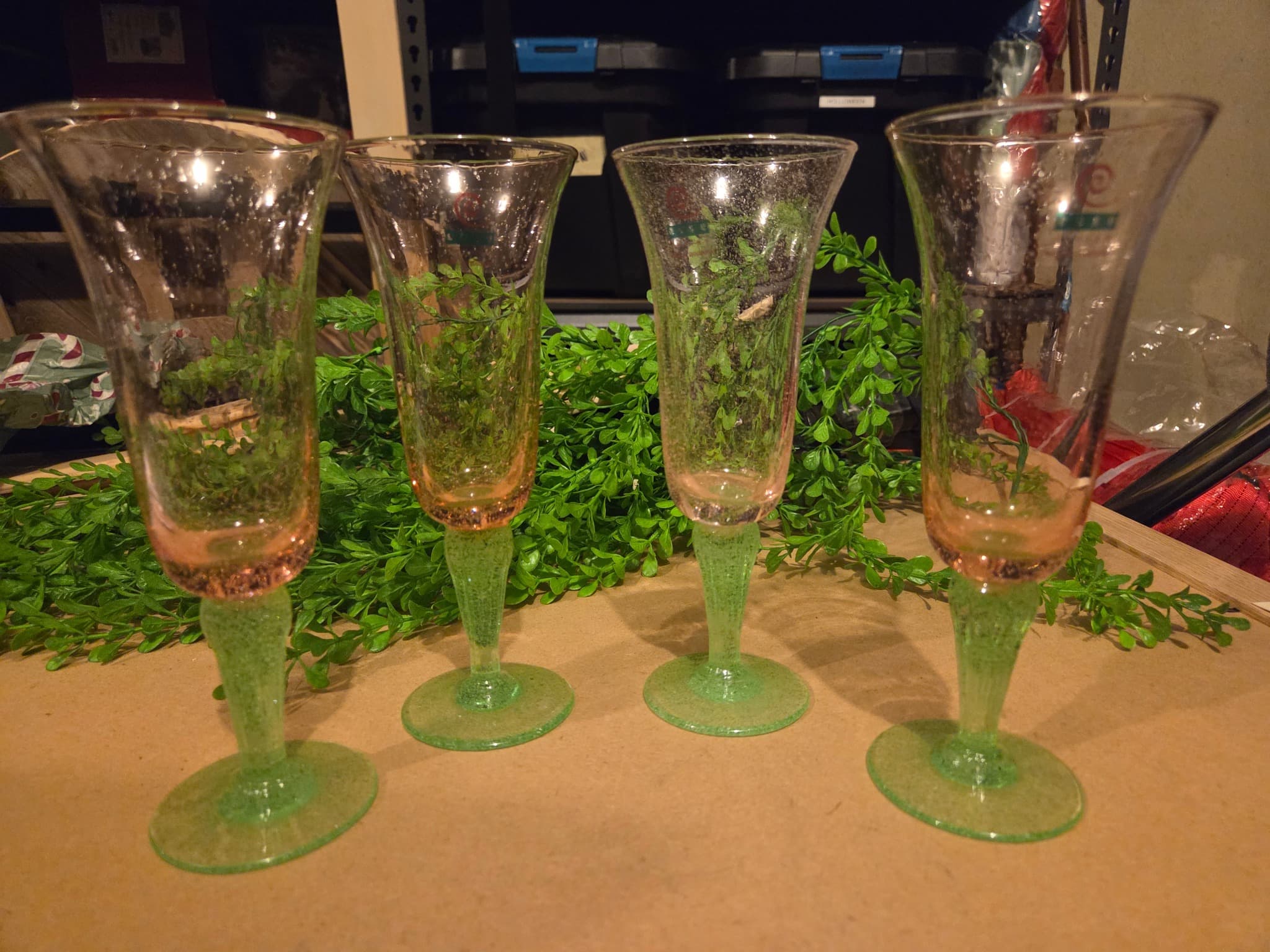 Esse Design Pink & Green Stemmed Glassware Set of 4 — photo 3 of 5