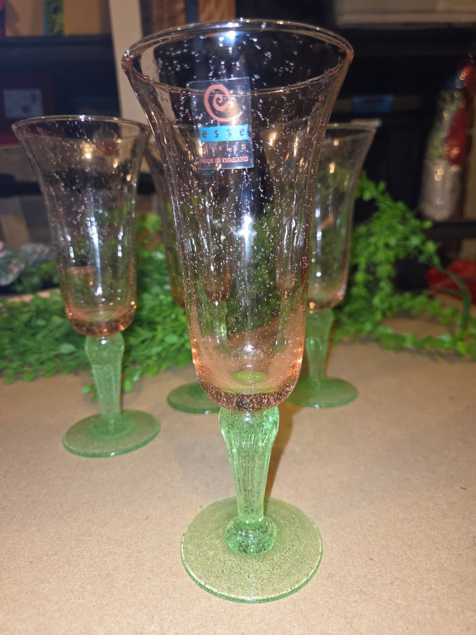 Esse Design Pink & Green Stemmed Glassware Set of 4 — photo 5 of 5