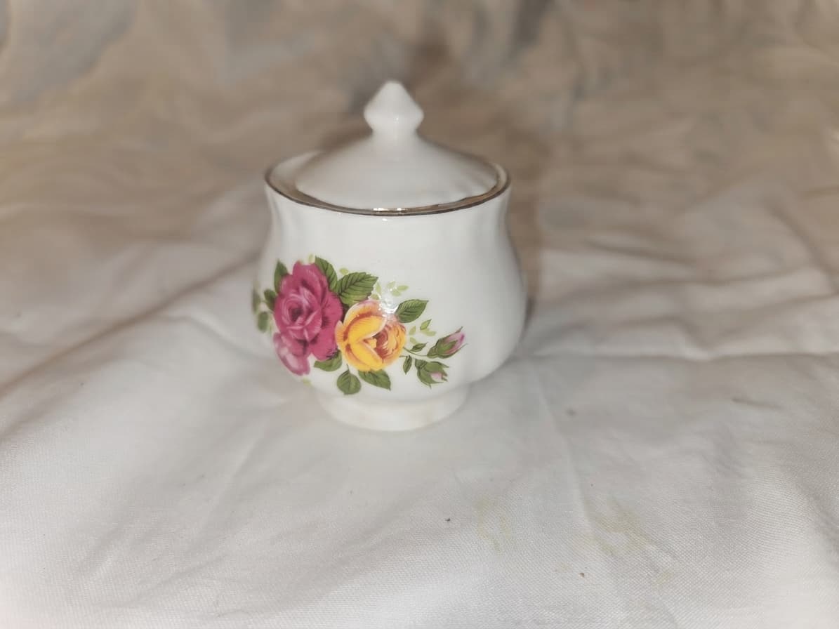 Floral Porcelain Sugar Bowl - Rose Pattern — photo 1 of 3