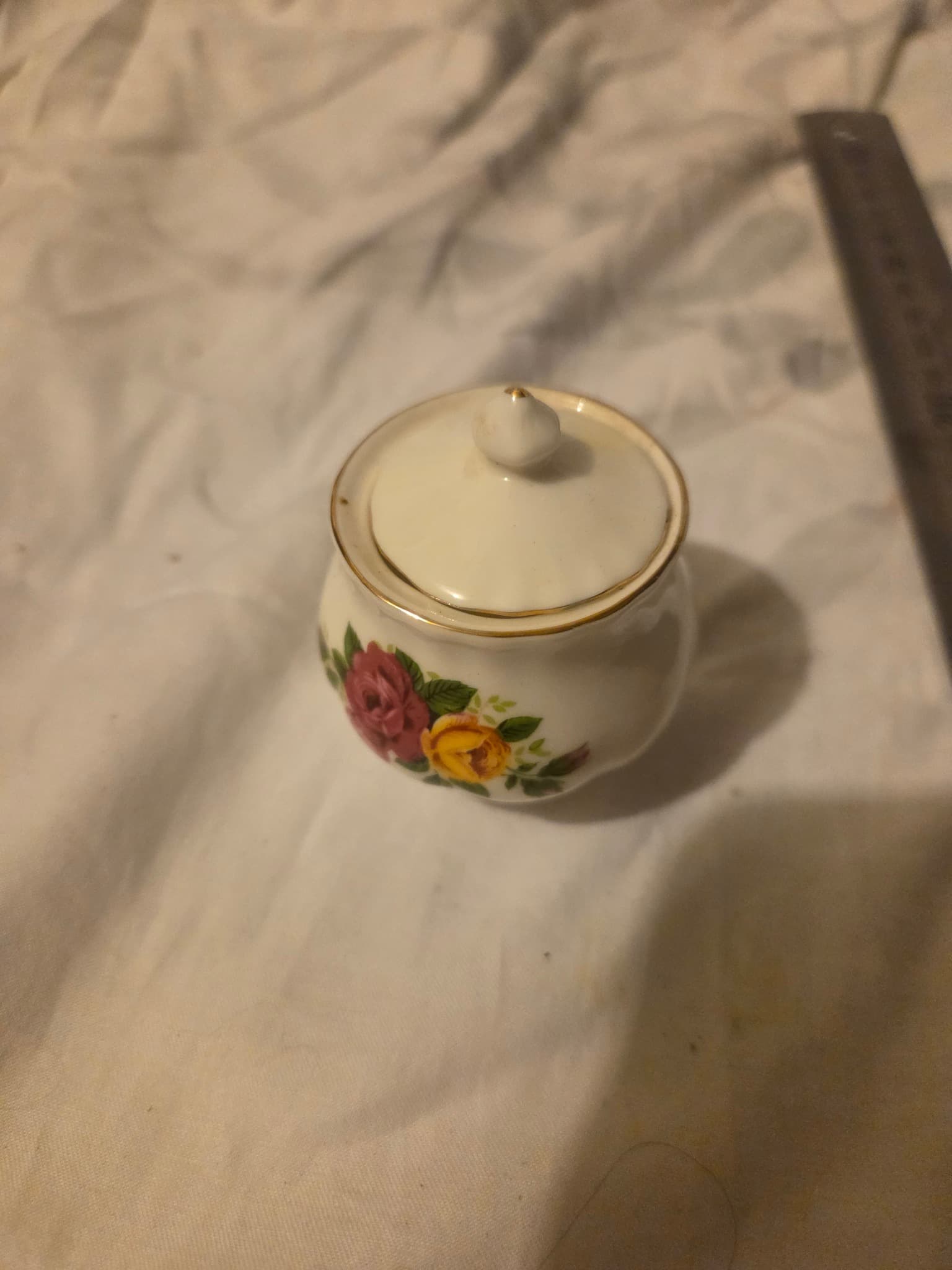 Floral Porcelain Sugar Bowl - Rose Pattern — photo 2 of 3
