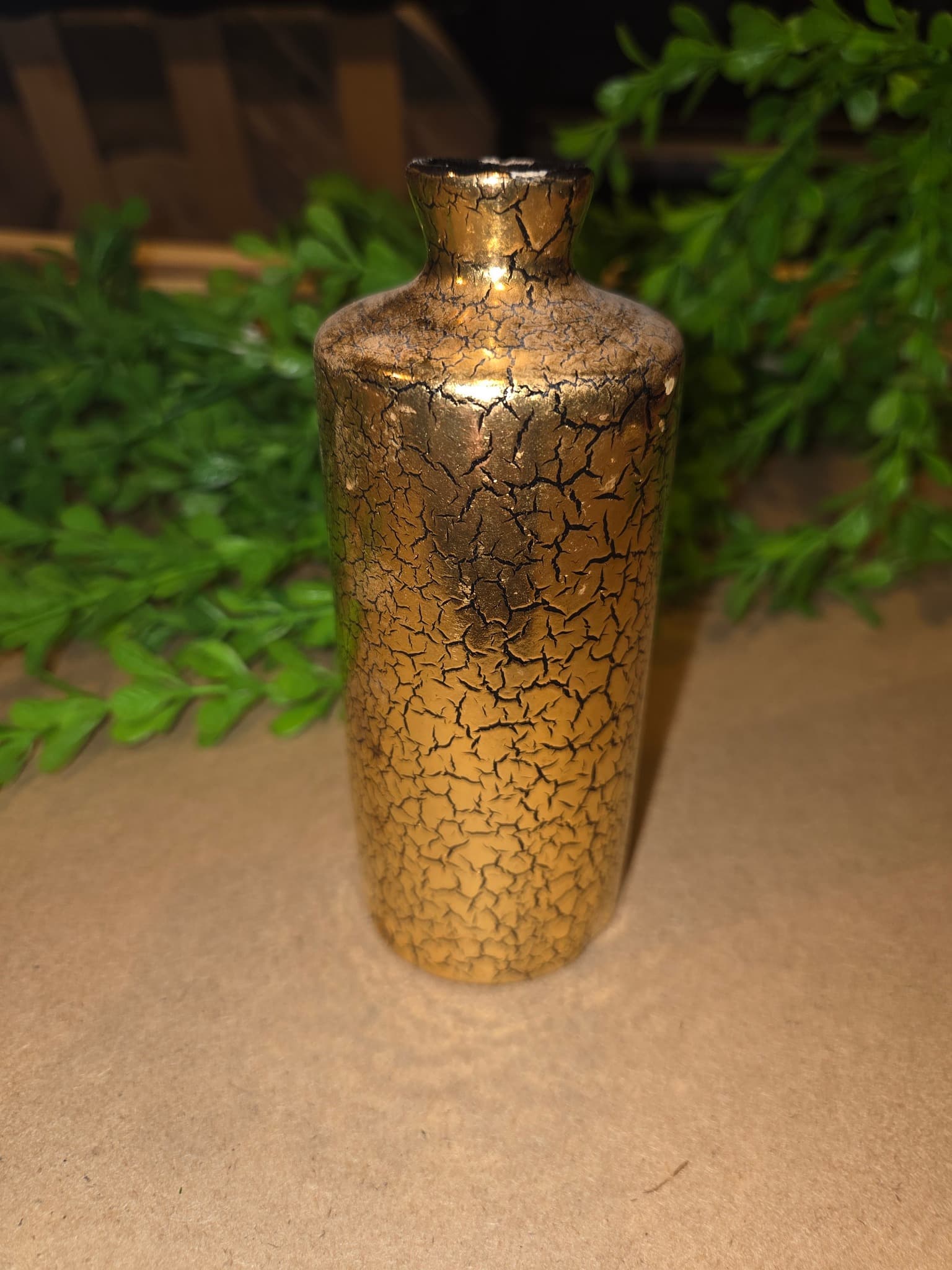 Gold Crackle Glaze Ceramic Bud Vase — photo 2 of 3