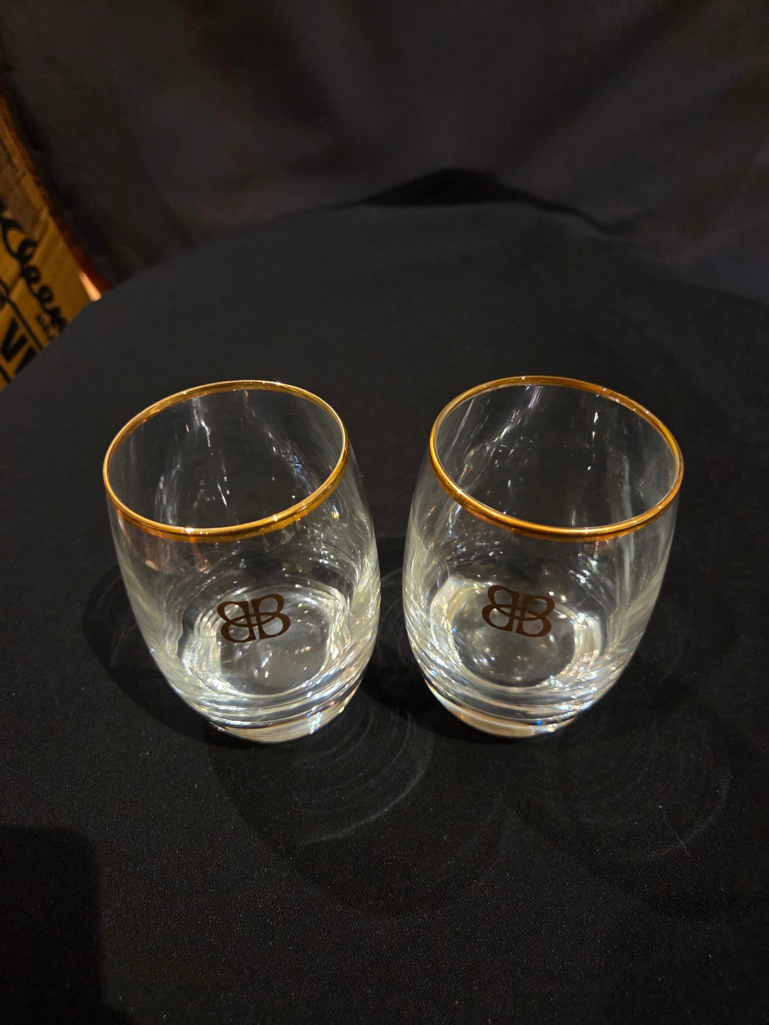 Gold Logo Stemless Wine Glasses - Set of 2 — photo 2 of 2