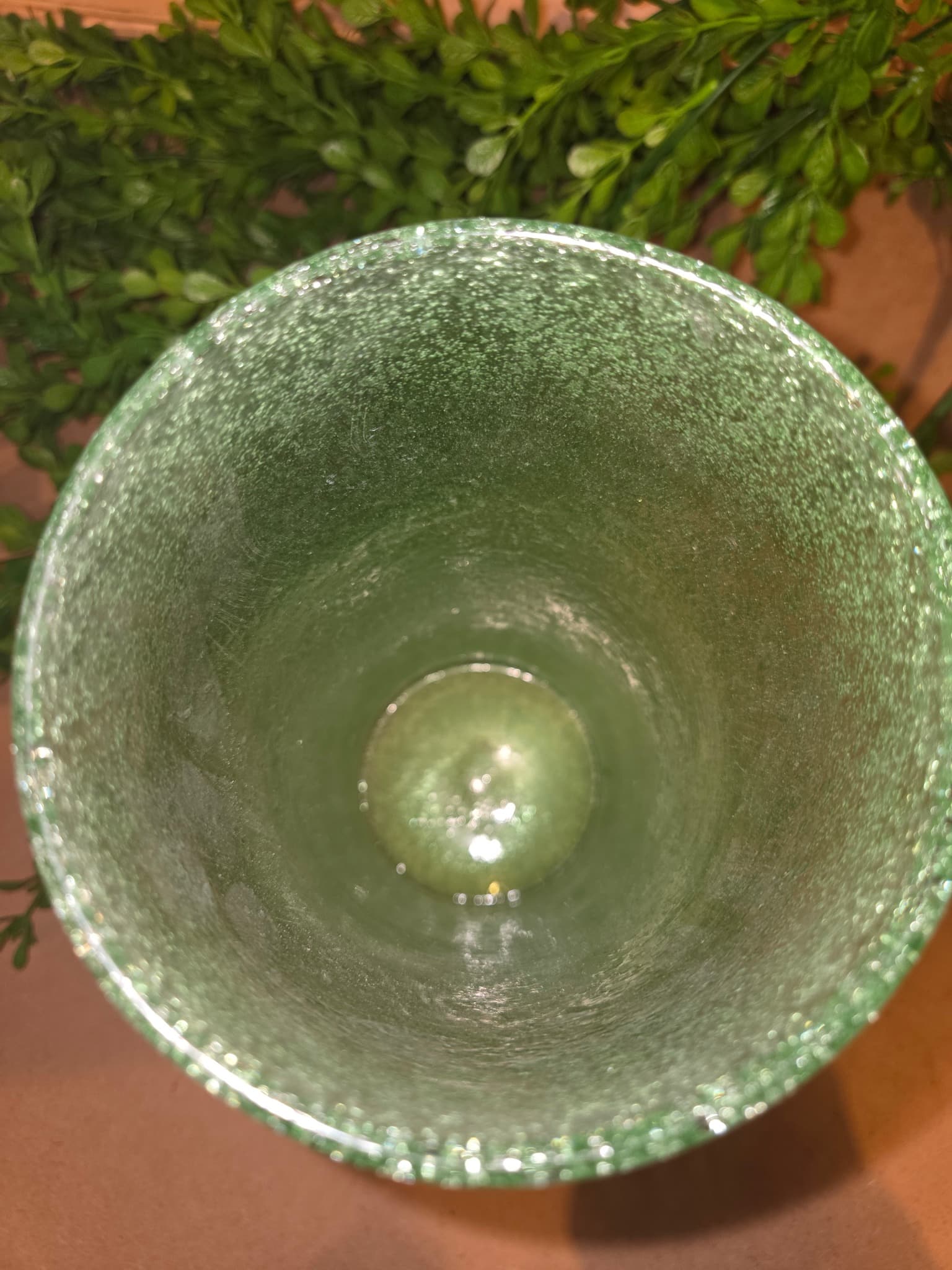 Green Bubble Glass Cylinder Vase — photo 2 of 3