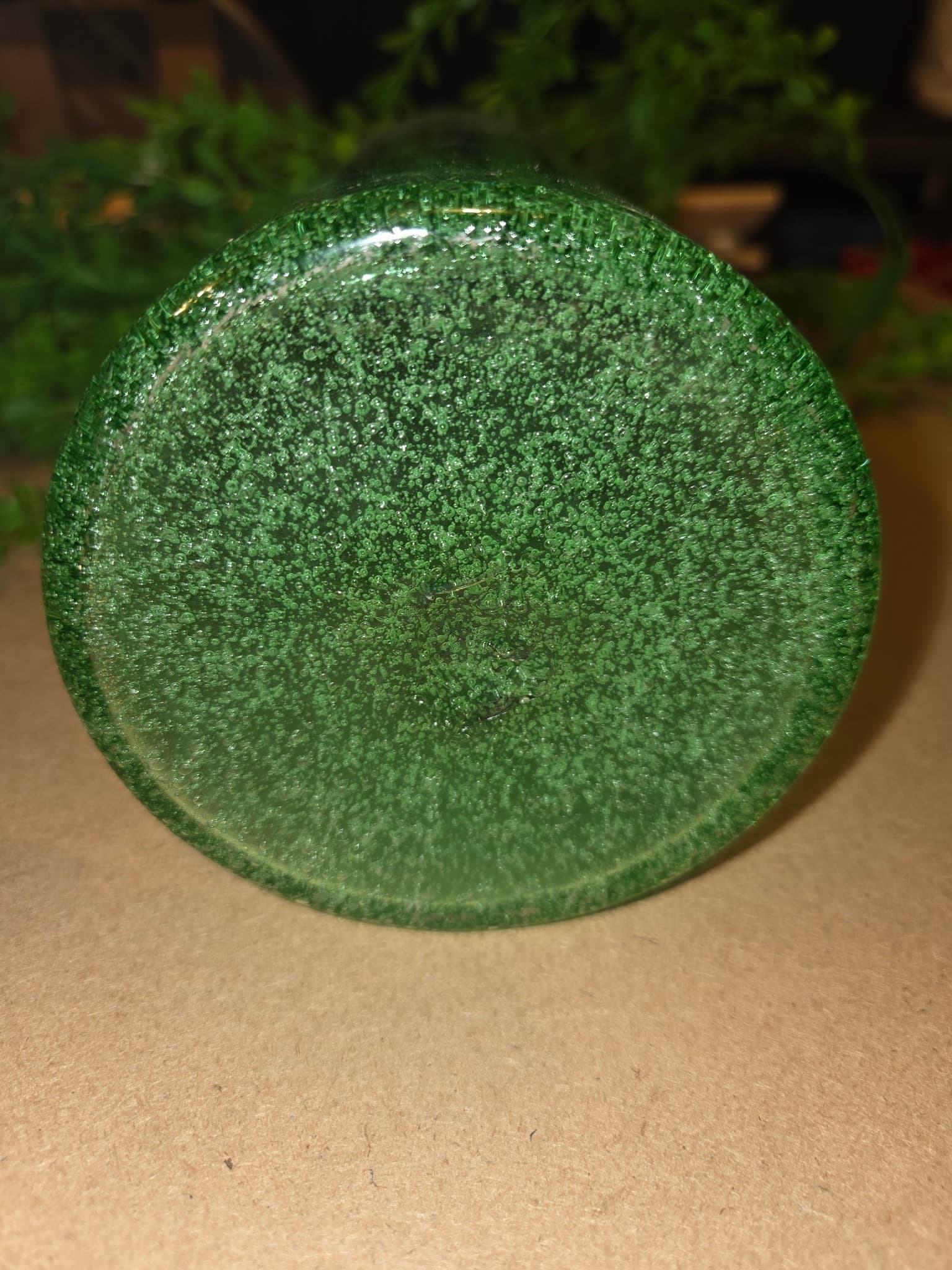 Green Bubble Glass Cylinder Vase — photo 3 of 3
