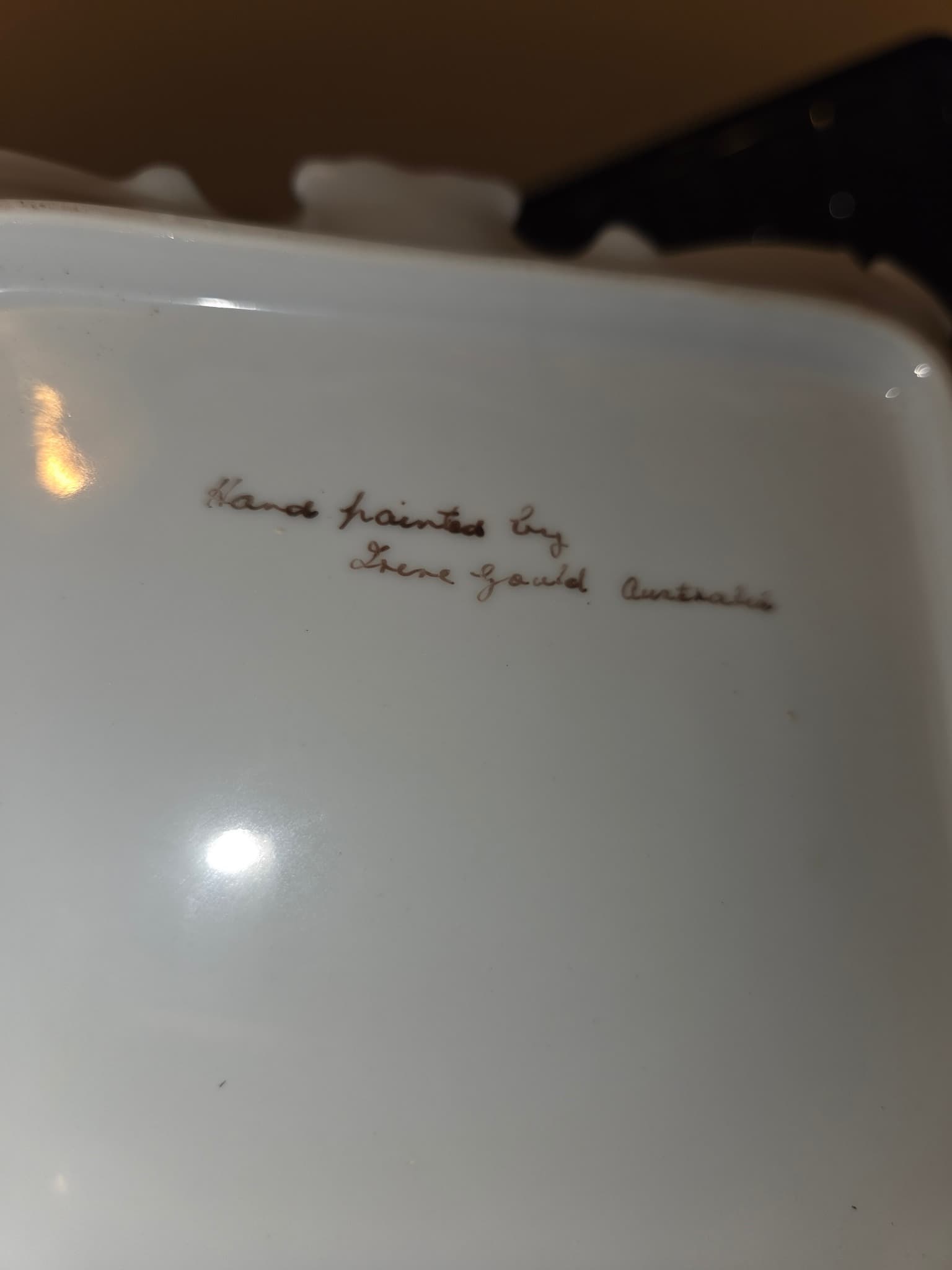 Hand-Painted Porcelain Square Dish - Yellow Roses by — photo 2 of 2
