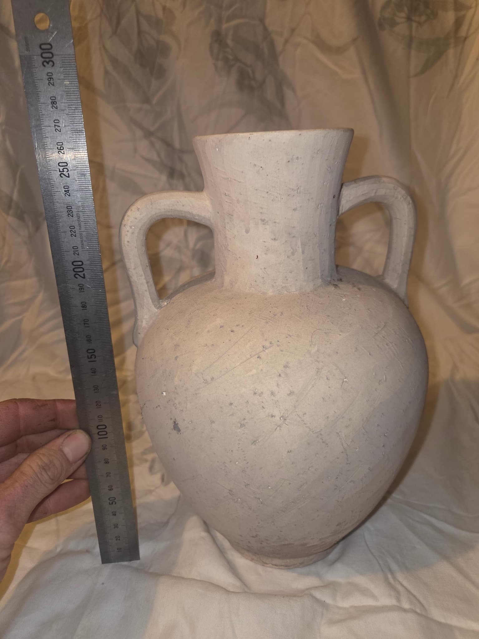 Handmade Terracotta Amphora Vase - Distressed Speckled Beige — photo 2 of 2