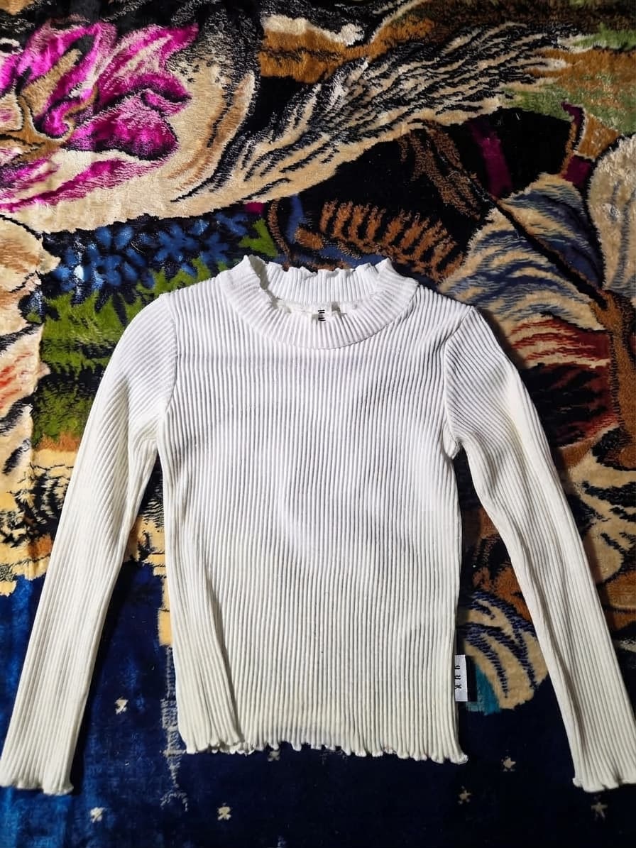 HUX Ribbed Long Sleeve Top - White — photo 1 of 2