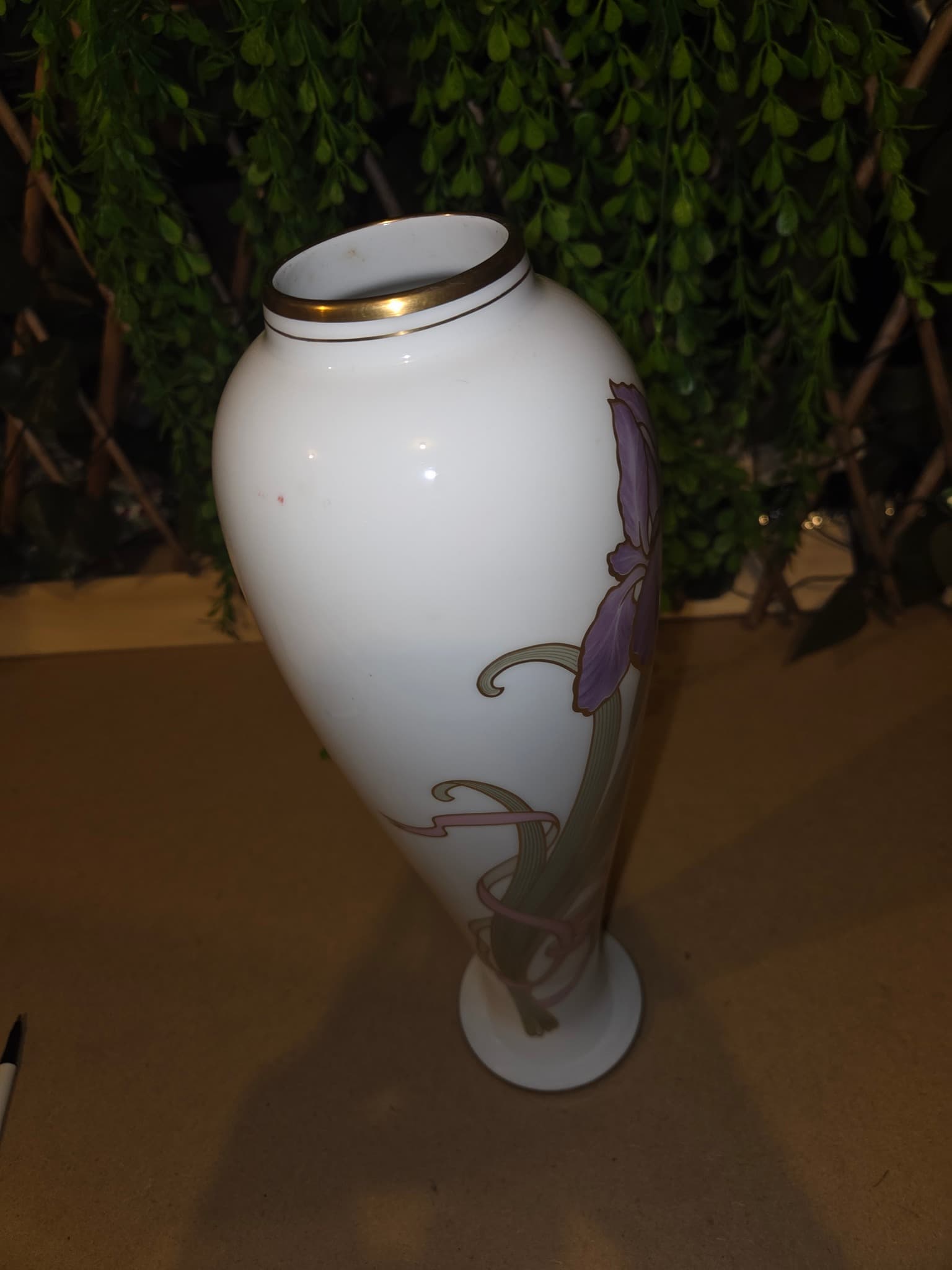 Iris Vase - Fine Porcelain Floral Gold Trim — photo 2 of 2