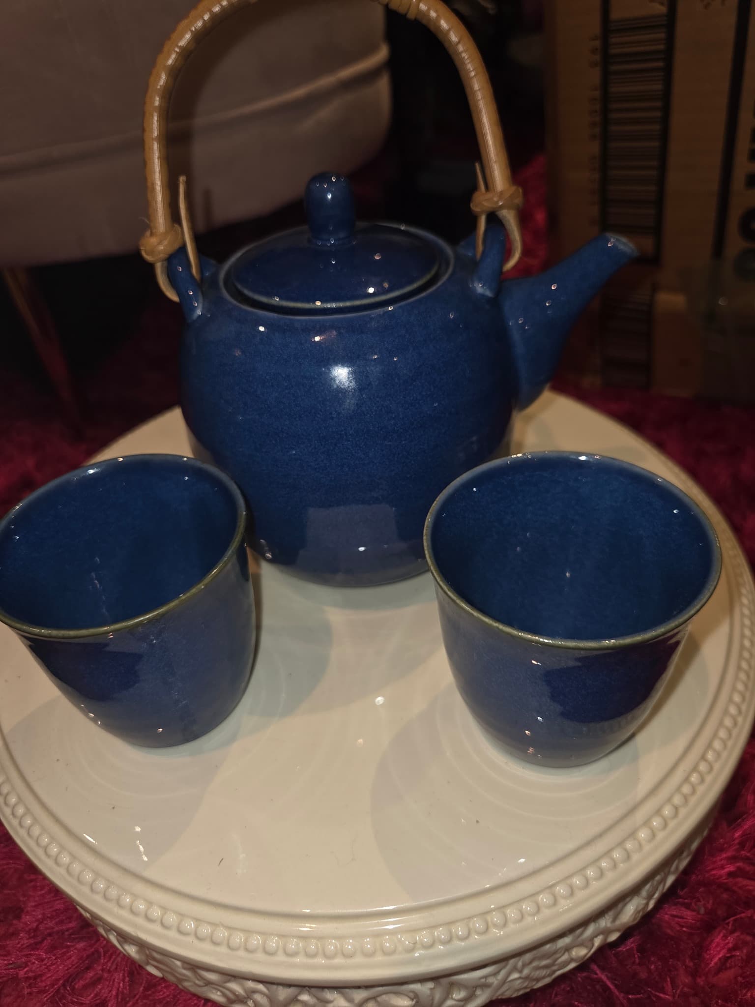 Japanese Style Ceramic Teapot Set With Rattan Handle — photo 4 of 4