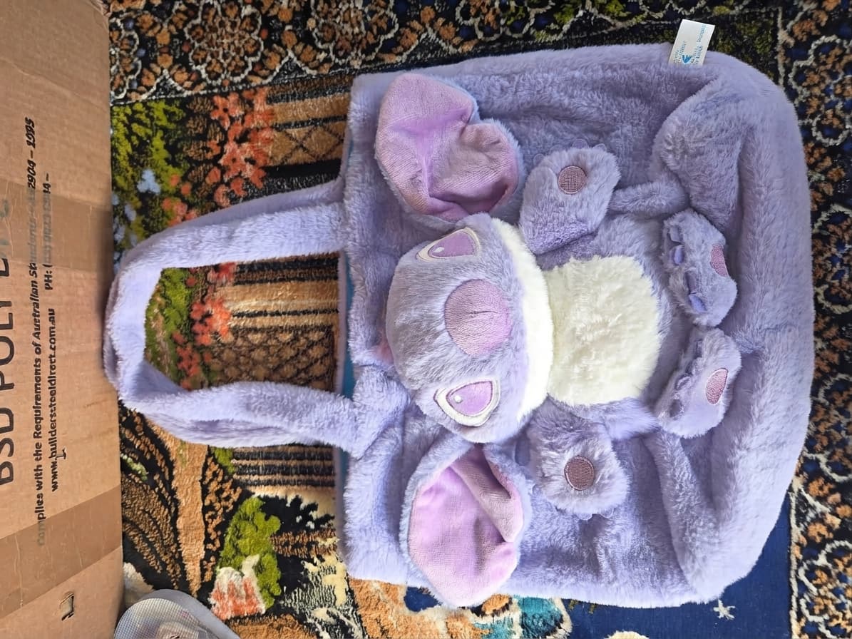 Lilo & Stitch Plush Tote Bag - Purple Fuzzy Shoulder Bag — photo 1 of 2