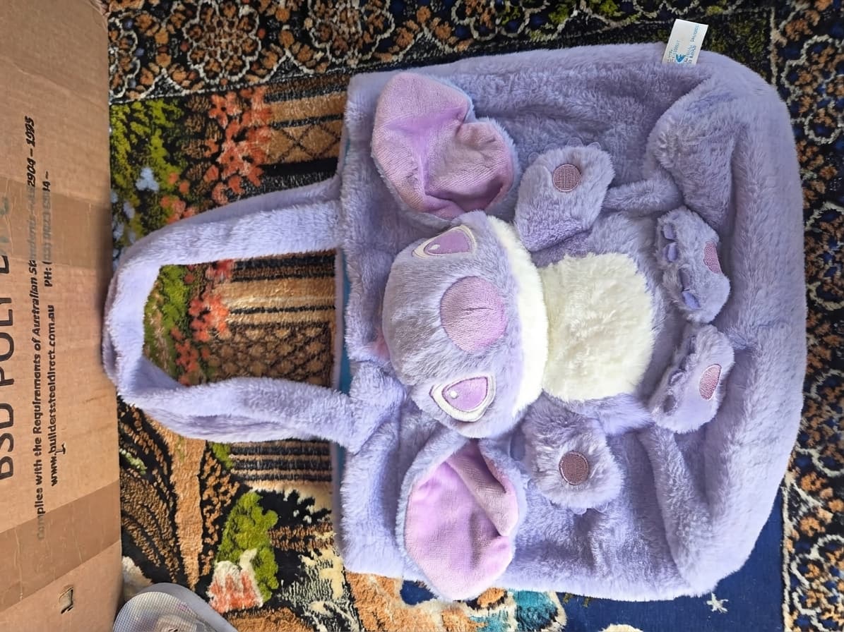 Lilo & Stitch Plush Tote Bag - Purple Fuzzy Shoulder Bag — photo 1 of 2