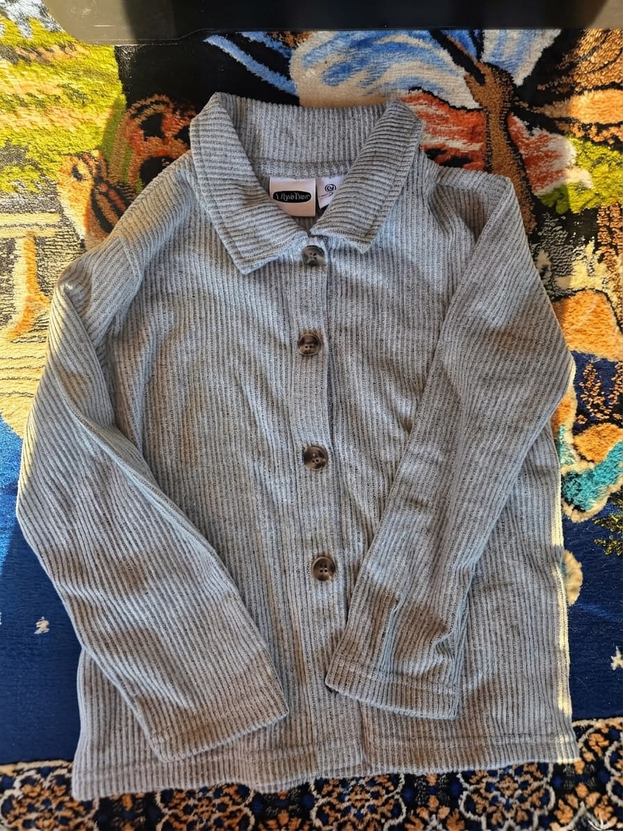 Lily & Dan Ribbed Button-Up Cardigan - Grey Size 4 — photo 1 of 2