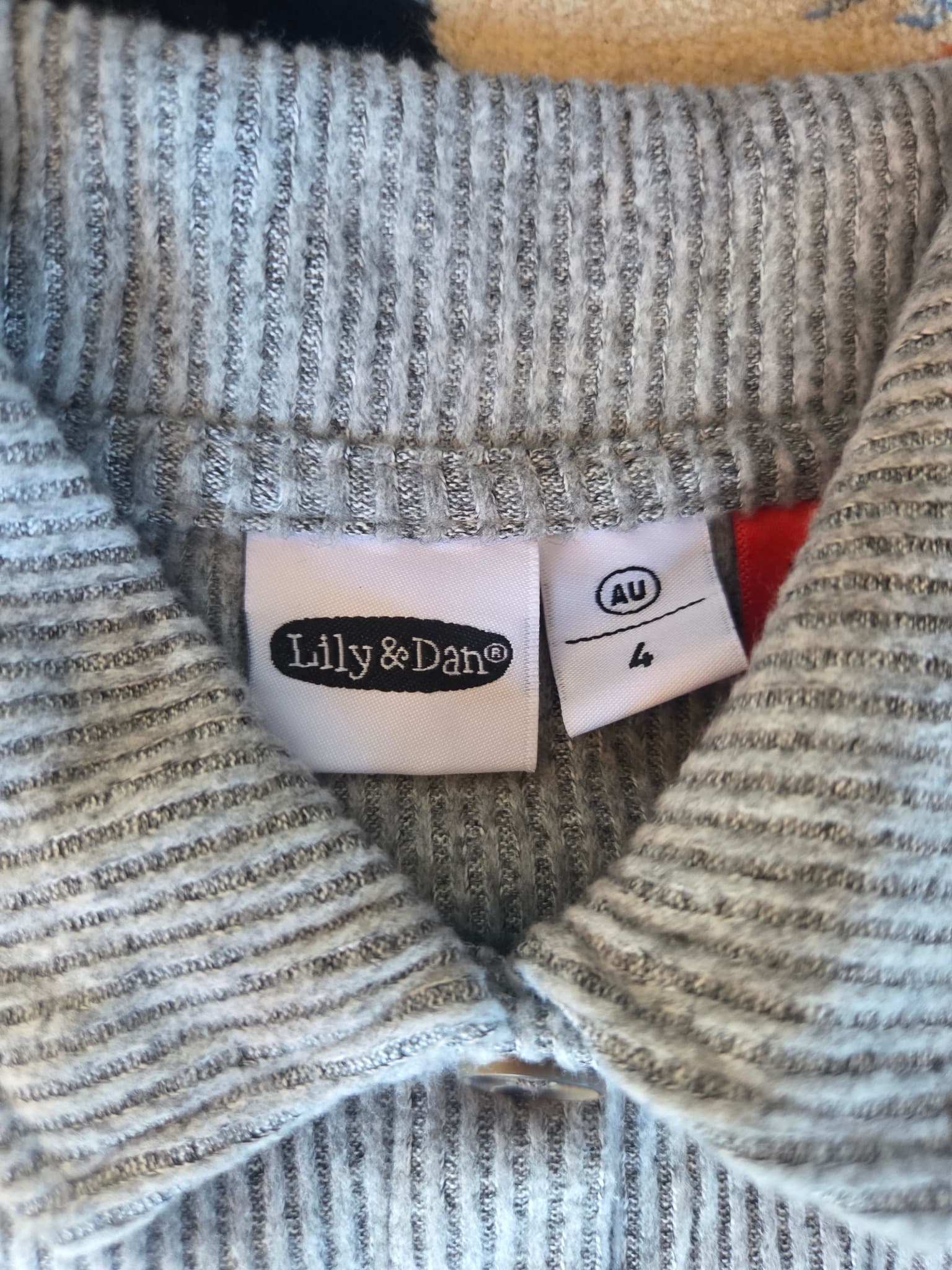 Lily & Dan Ribbed Button-Up Cardigan - Grey Size 4 — photo 2 of 2