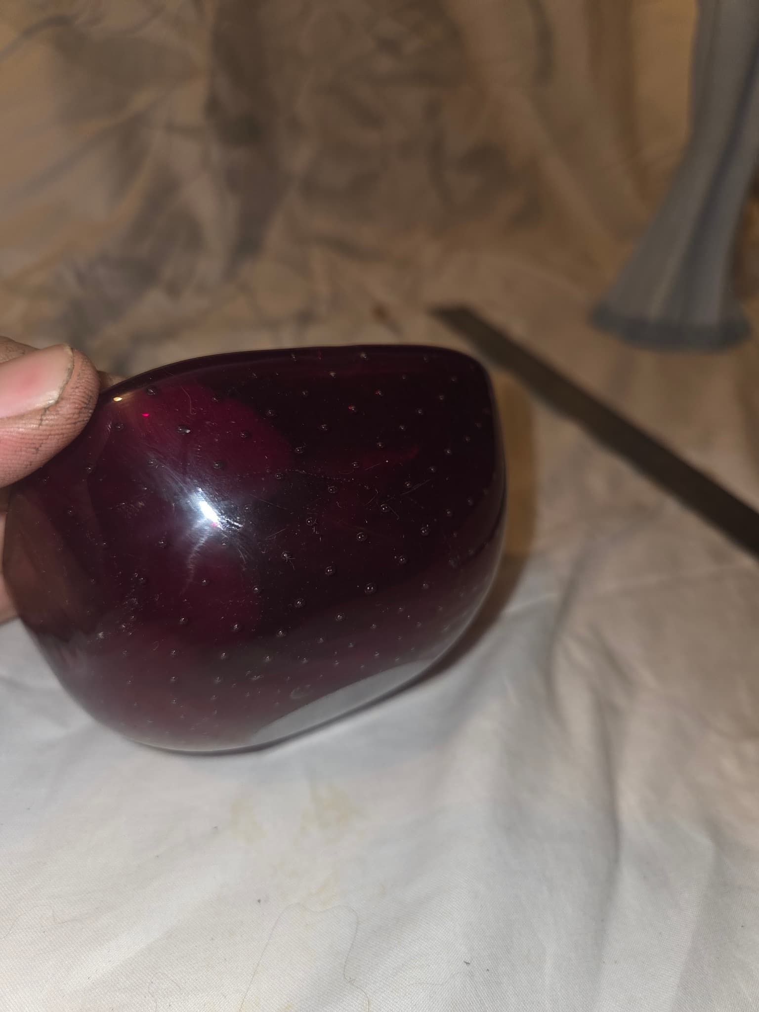 Mid-Century Modern Ruby Red Bullicante Glass Ashtray — photo 3 of 3
