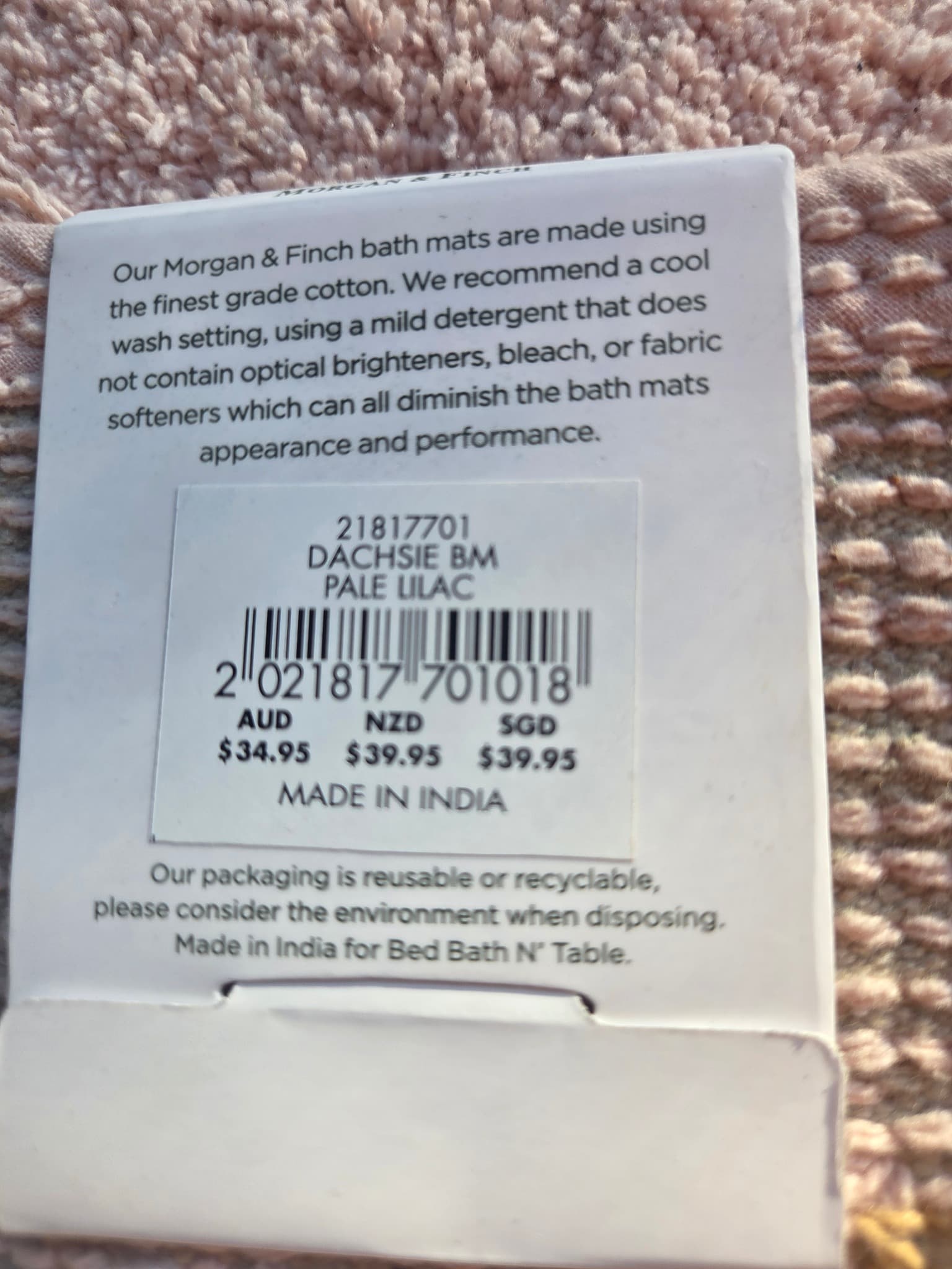 Morgan & Finch Dachsie Cotton Bath Mat - Pale Lilac — photo 3 of 3