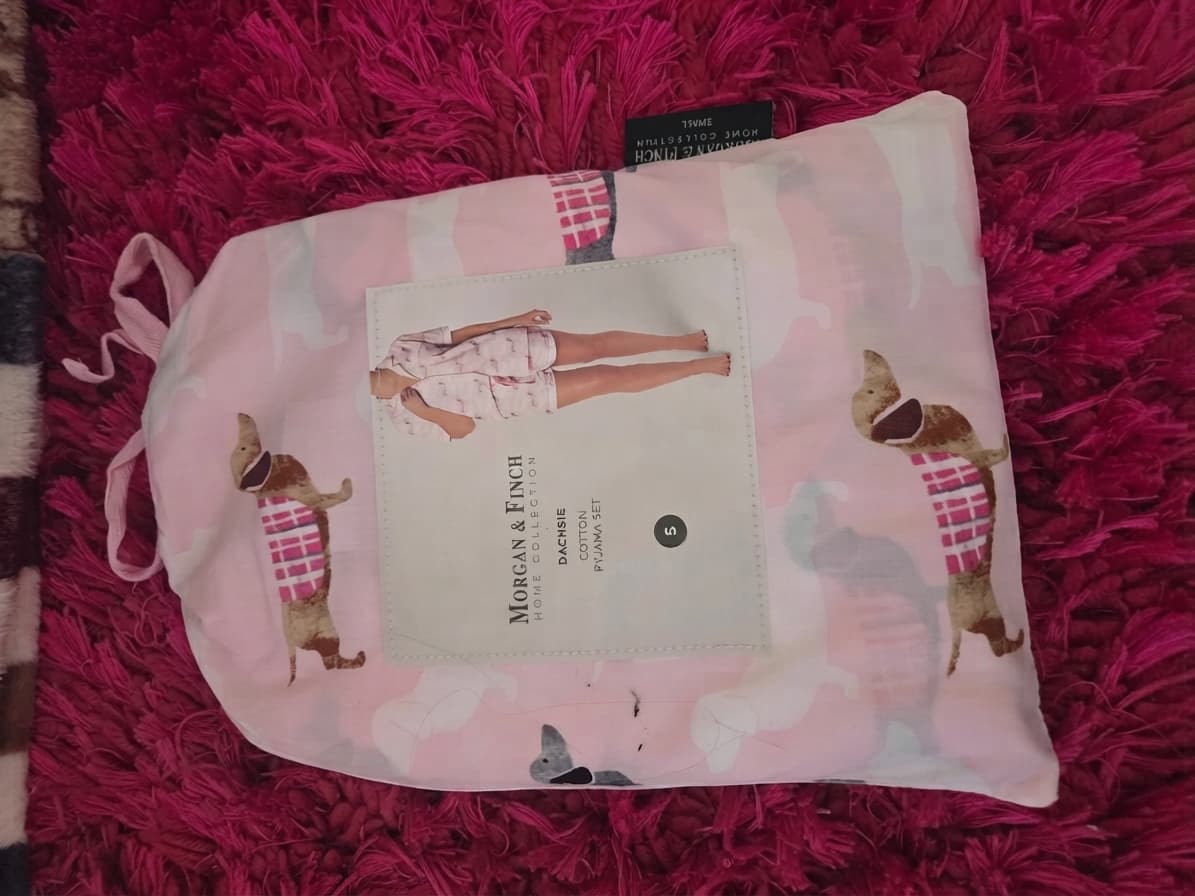 Morgan & Finch Dachsie Cotton Pyjama Set - Pink Dog Print Size S — photo 1 of 3
