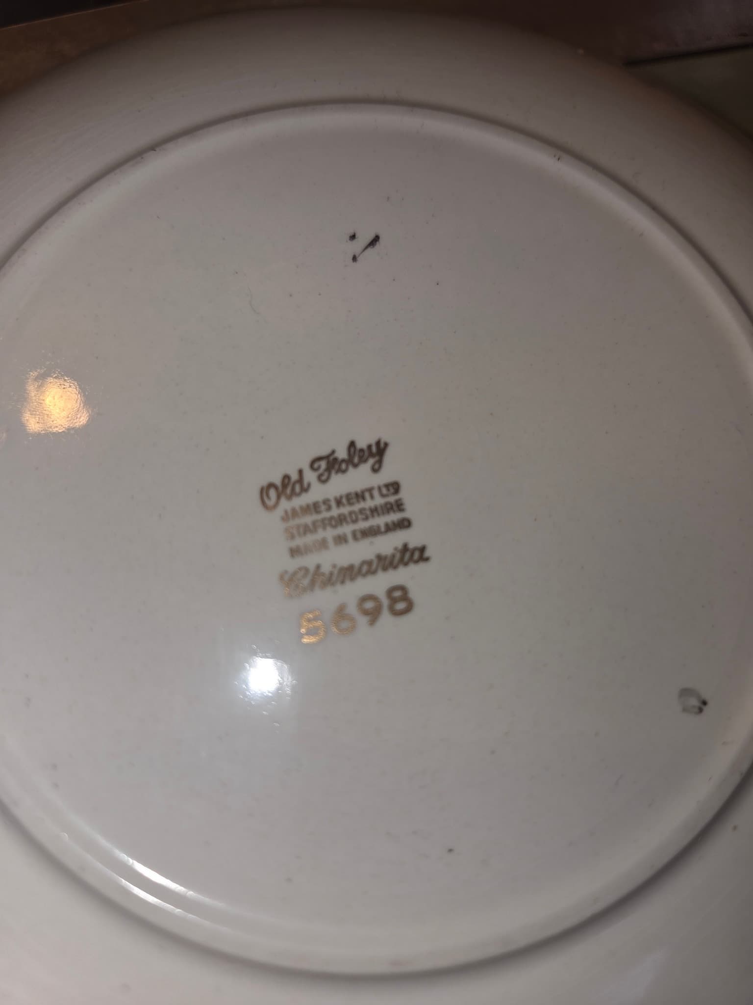 Old Foley Chinarita Vintage Floral Plate - Scalloped Edge with Silver Trim — photo 2 of 2