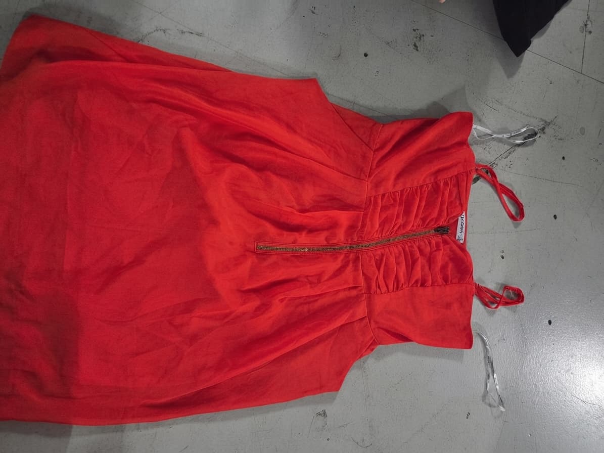 Paper Scissors Red Ruched Zip-Front Mini Dress - Size 8 — photo 1 of 2