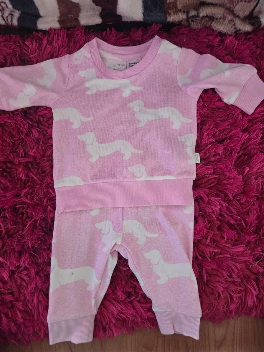 peteralexander Baby Girls Dachshund Pajama Set - Pink 0-3 Months — photo 1 of 2