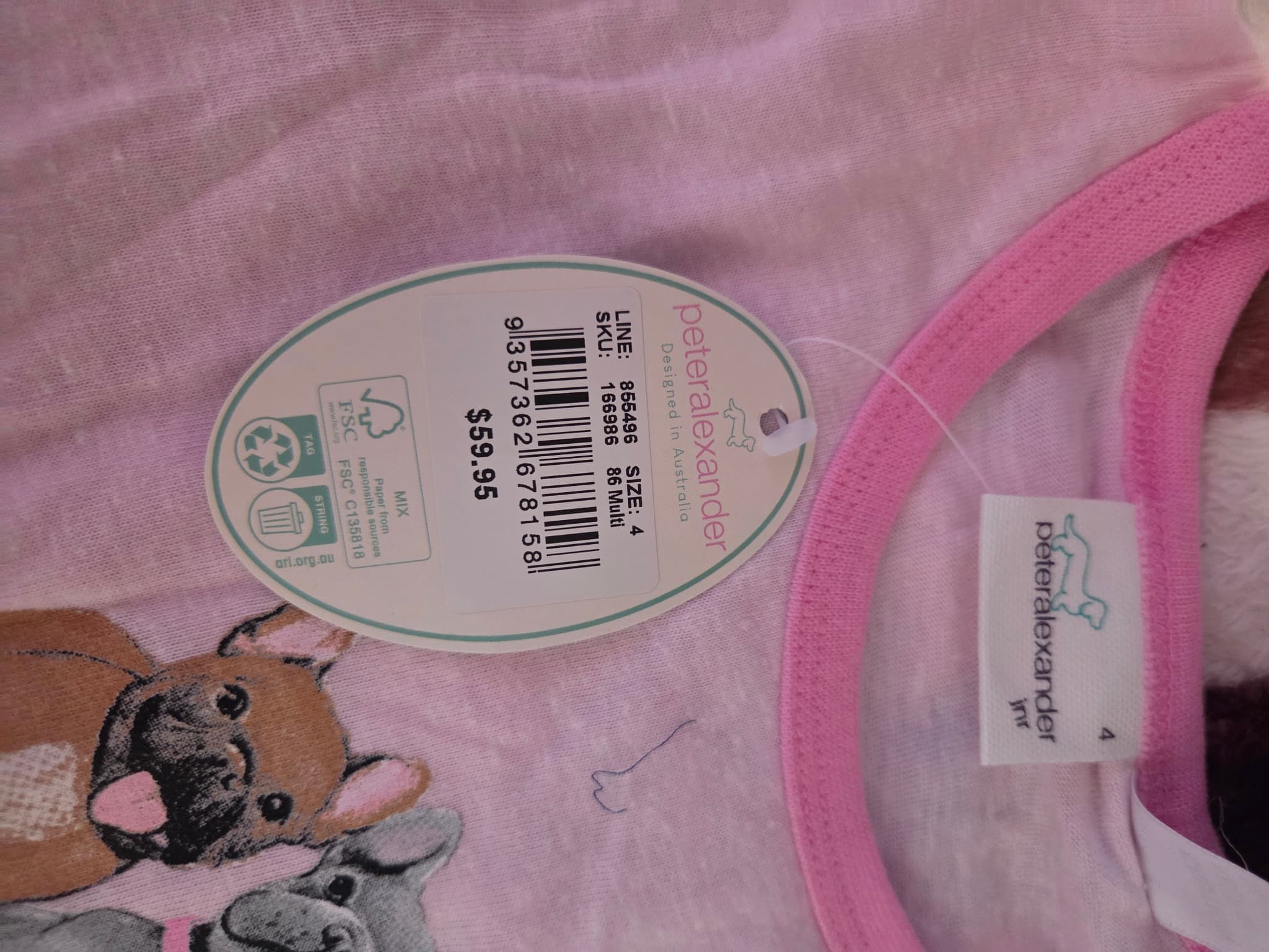 peteralexander Girls French Bulldog Pyjama Set Size 4 New — photo 3 of 3