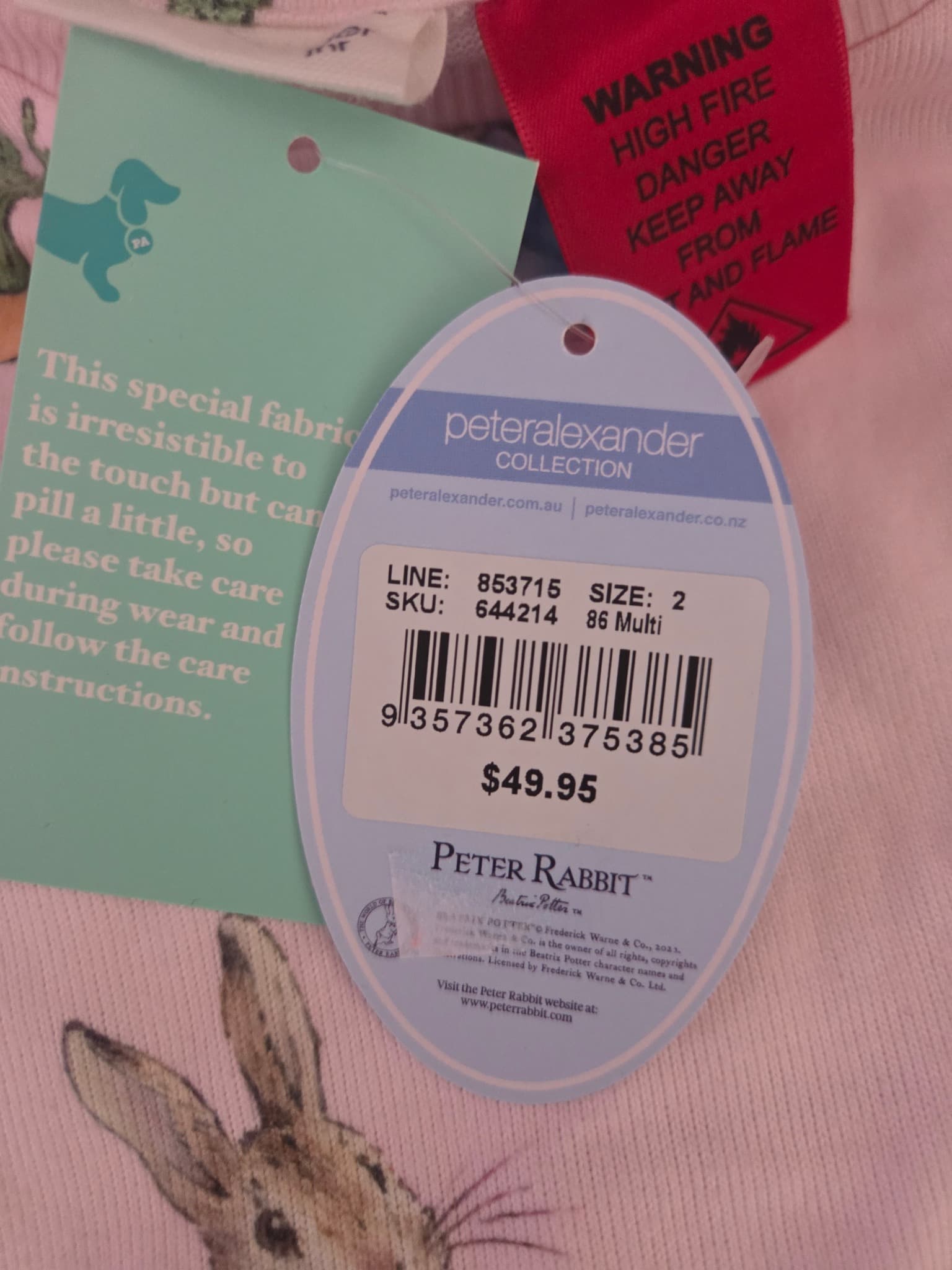 peteralexander Peter Rabbit Nightie - Pink Long Sleeve Size 2 — photo 2 of 2