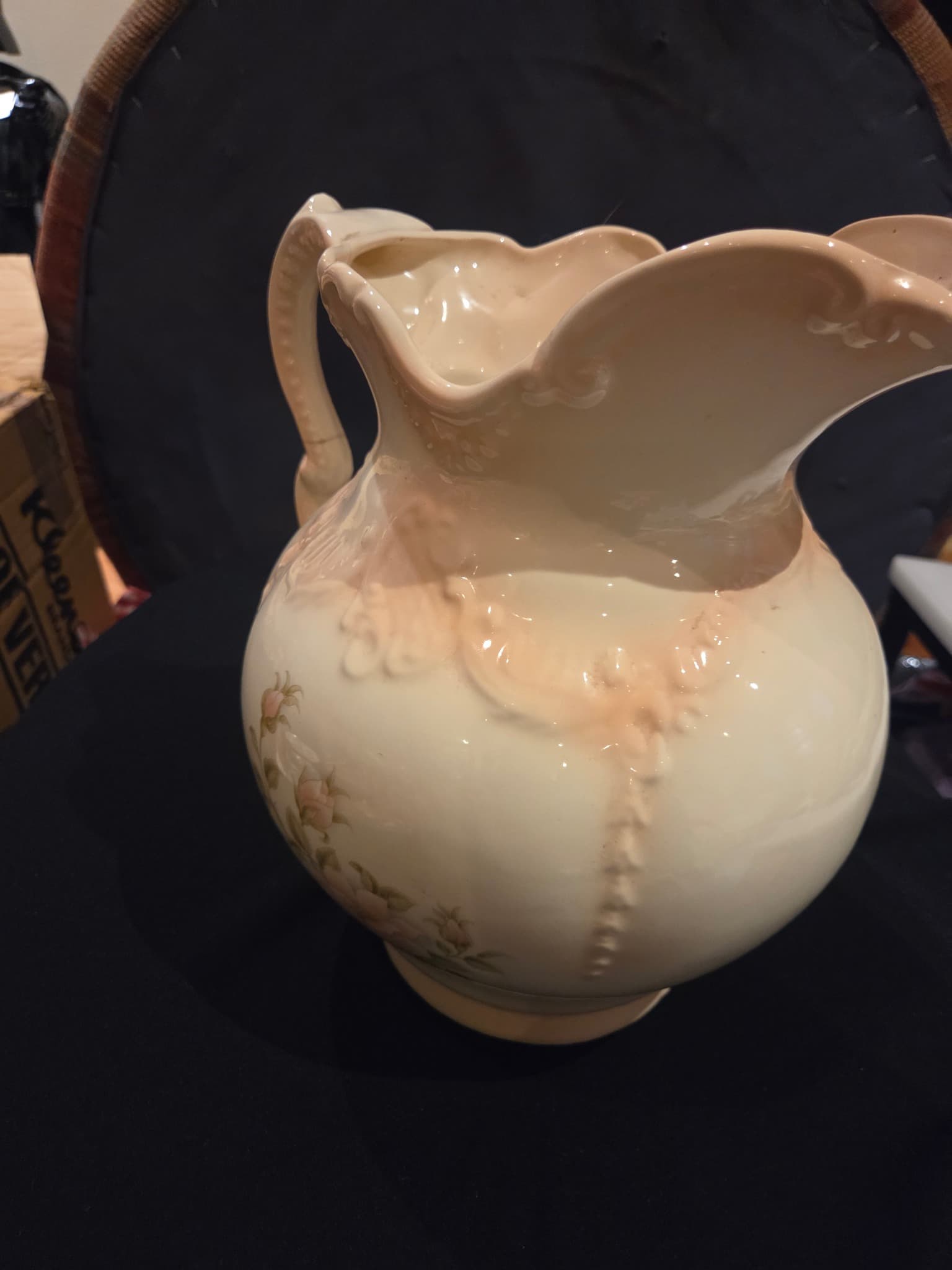 Shawnee Vintage Porcelain Floral Pitcher with Scalloped Rim — photo 2 of 5